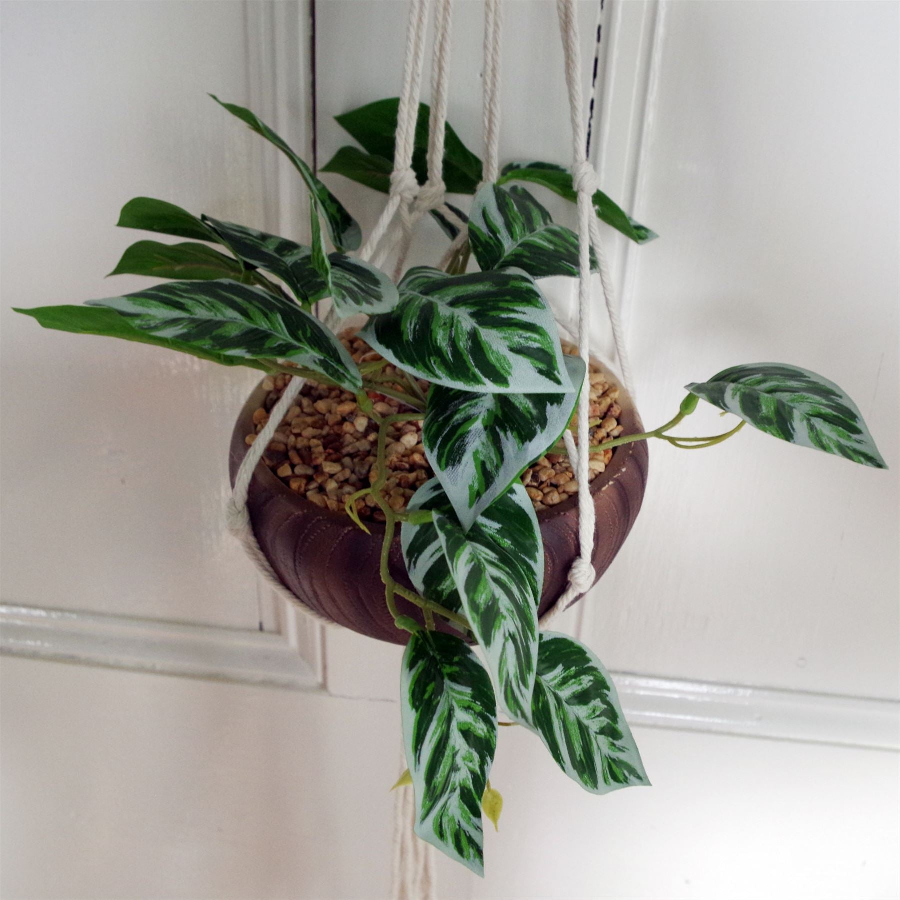 85cm Hanging Artificial Potted Pothos Plant with Ceramic Planter