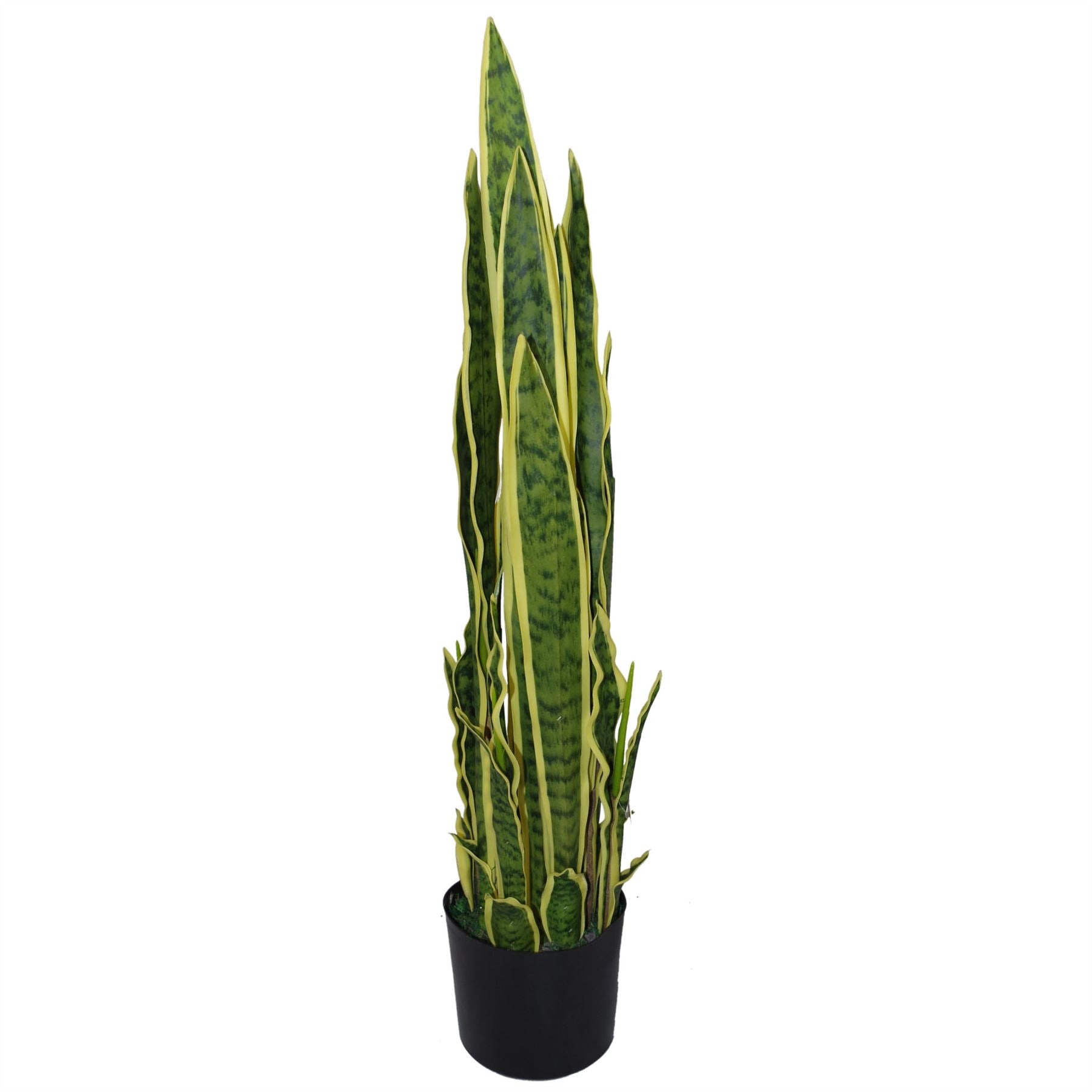 Leaf 90cm Artificial Sansevieria Trifasciata Yellow Green Indoor Plant in Weighted Plastic Pot