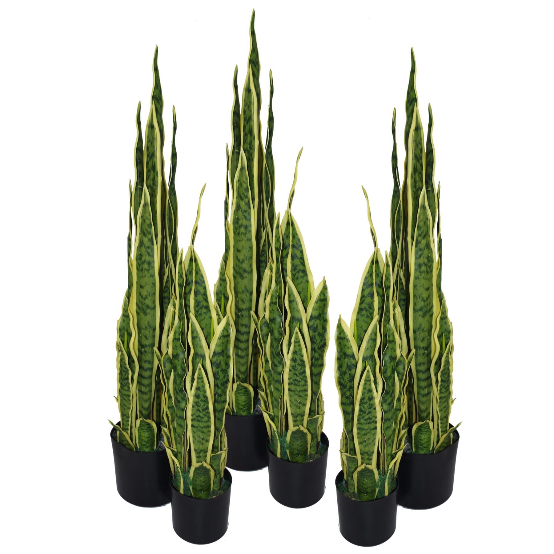 Leaf 90cm Artificial Sansevieria Trifasciata Yellow Green Indoor Plant in Weighted Plastic Pot
