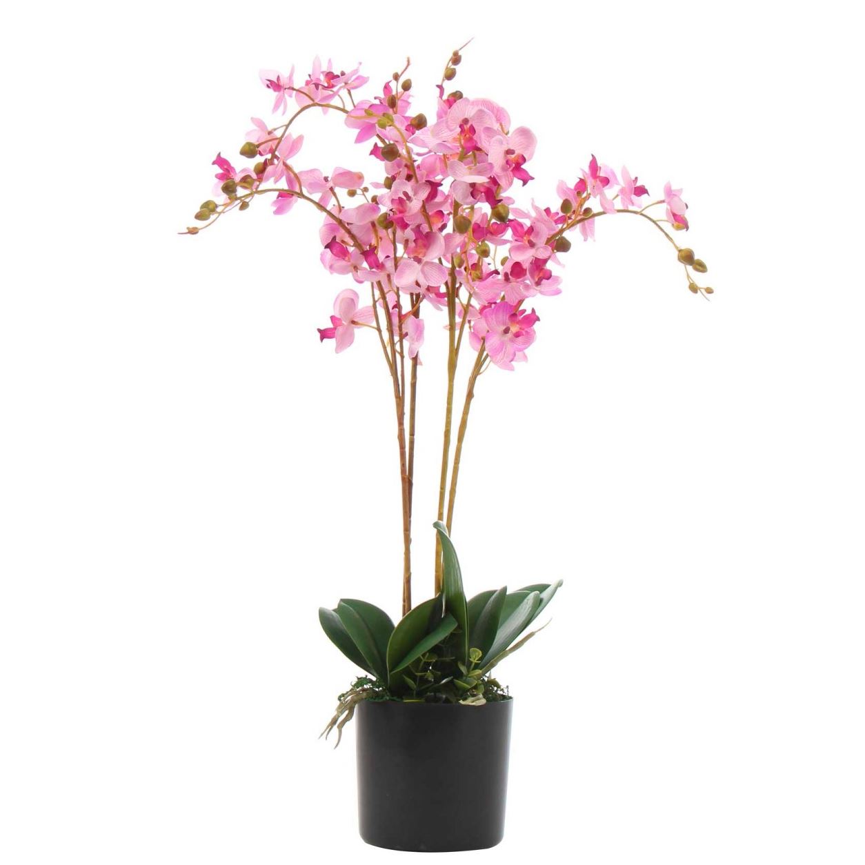60cm Artificial Pink Phalaenopsis Orchid Plant, Triple Stem, Potted Indoor Decor