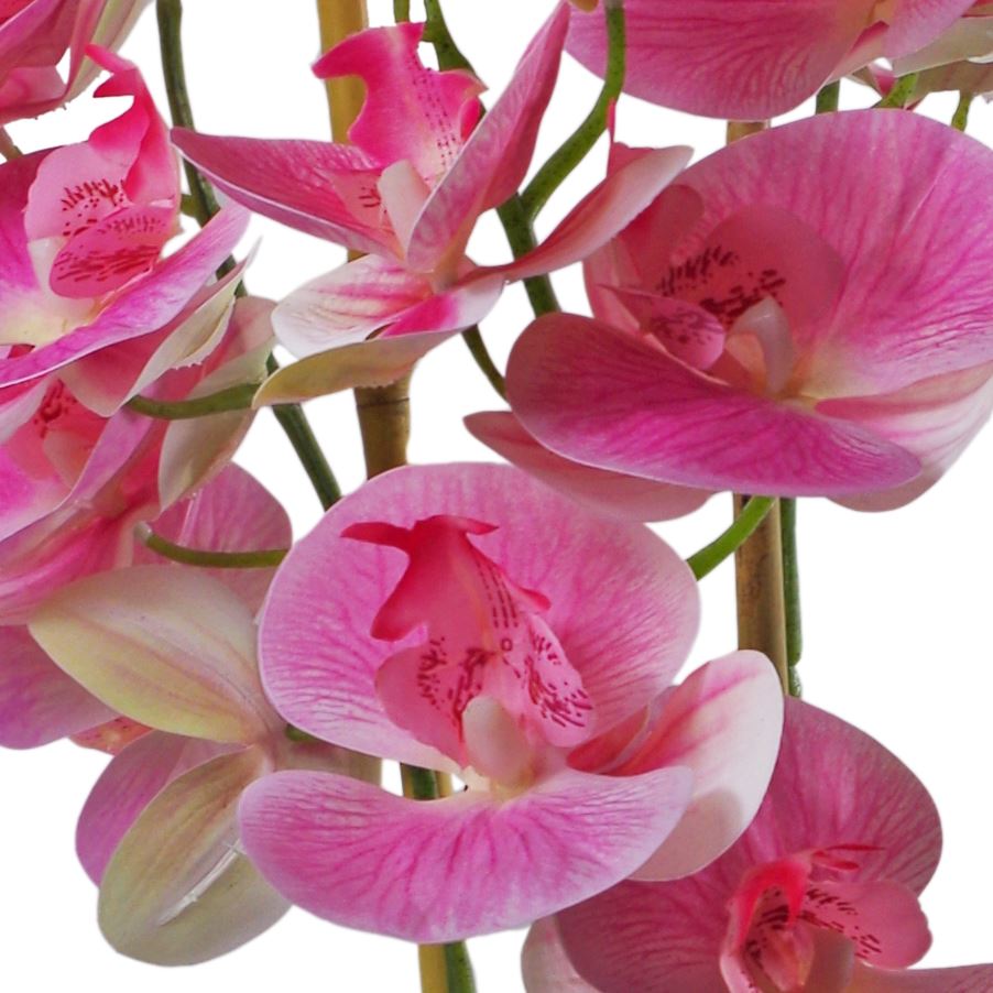 Leaf 70cm Artificial Light Pink Artificial Orchid in Black Ceramic Planter