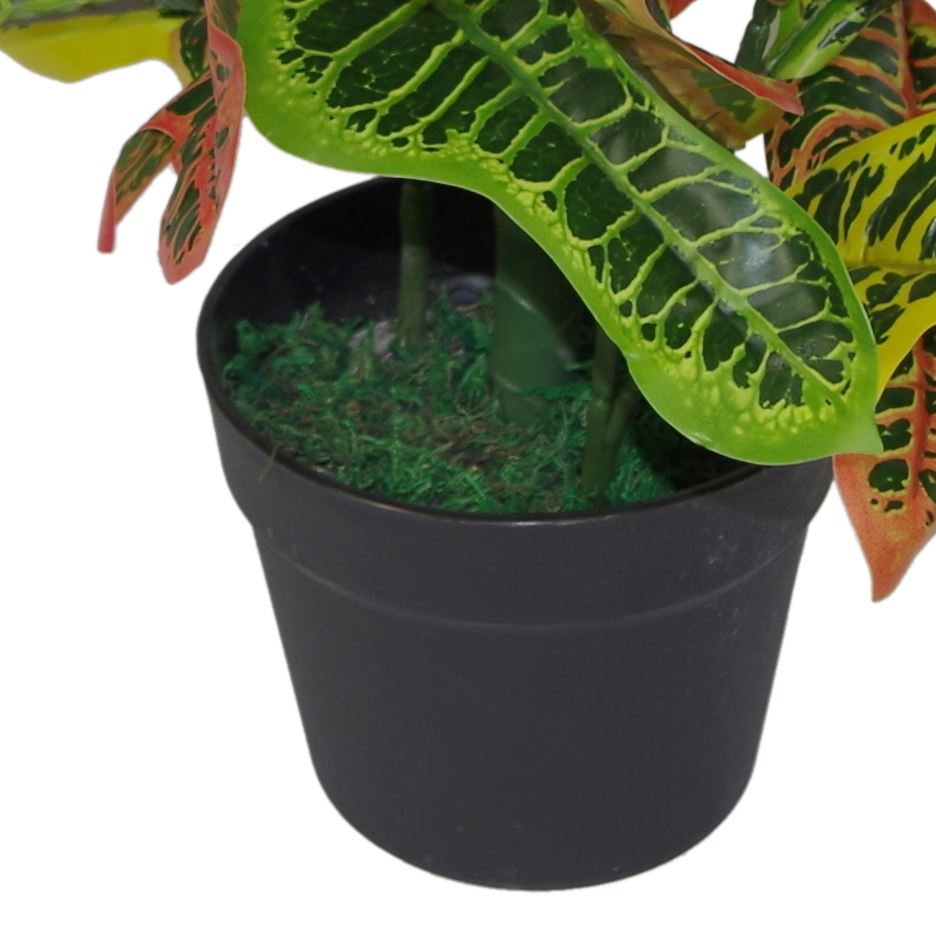 Leaf 65cm Artificial Croton Multicoloured House Plant in Weighted Plastic Pot