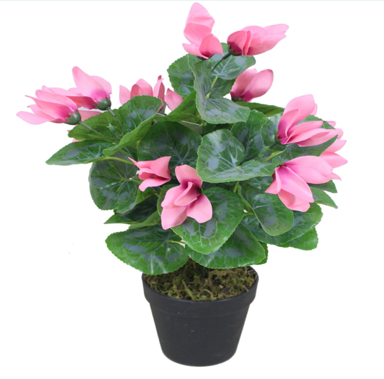 38cm Pink Artificial Cylamen Plant by Leaf, Potted, Fully Assembled
