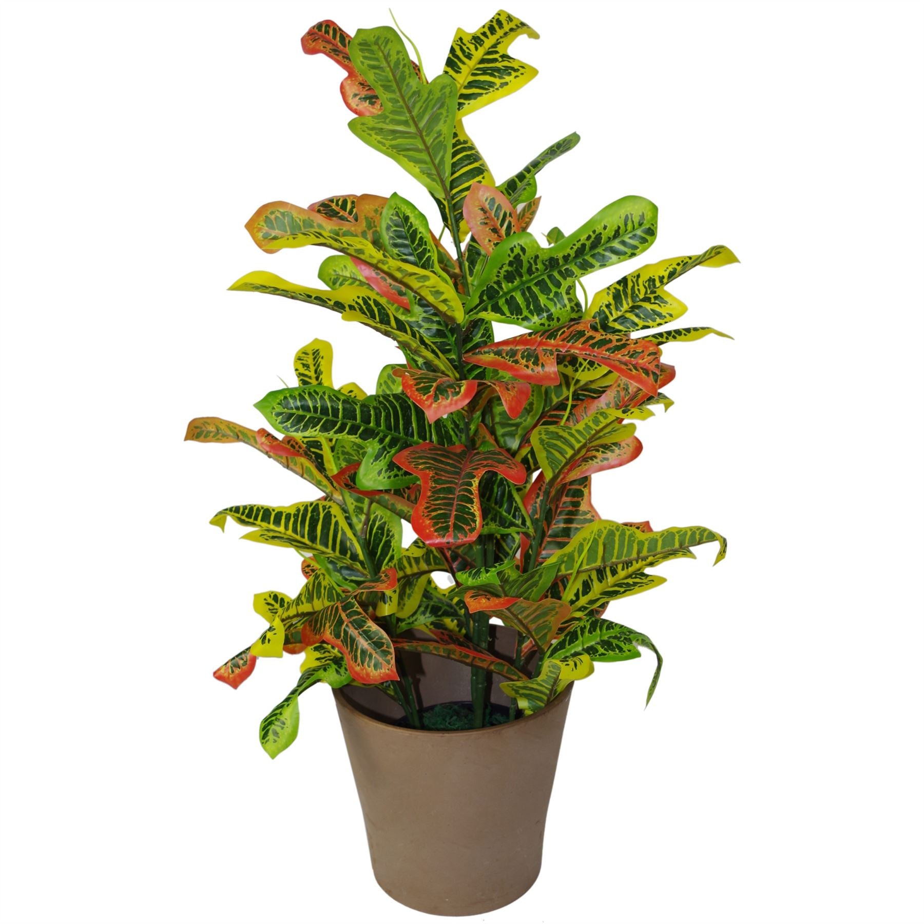 Leaf 90cm Artificial Croton House Plant in Plastic Weighted Pot