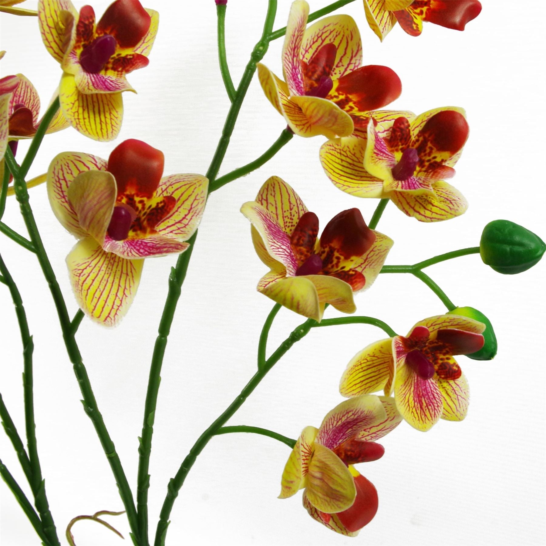 Leaf 43cm Pink and Yellow Artificial Orchid in Ceramic Planter
