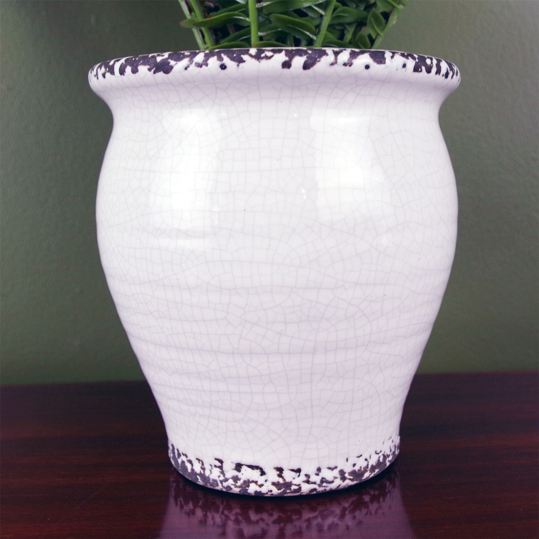 Leaf 40cm Artificial Bushy Fern in Decorative Ceramic Vase Planter