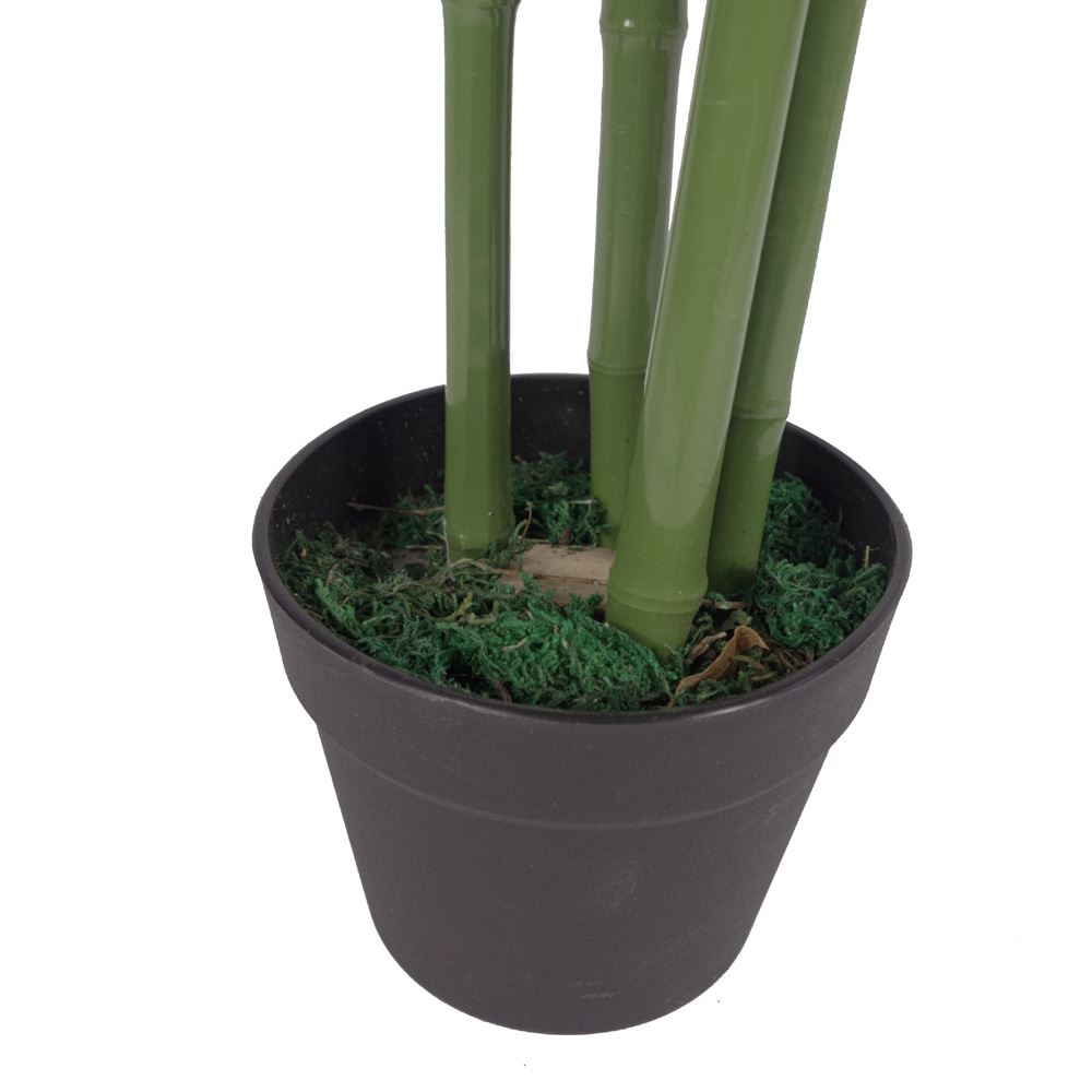 Leaf 120cm Green Artificial Bamboo Tree with Extra Wide Leaves, Potted in Black Plastic Pot