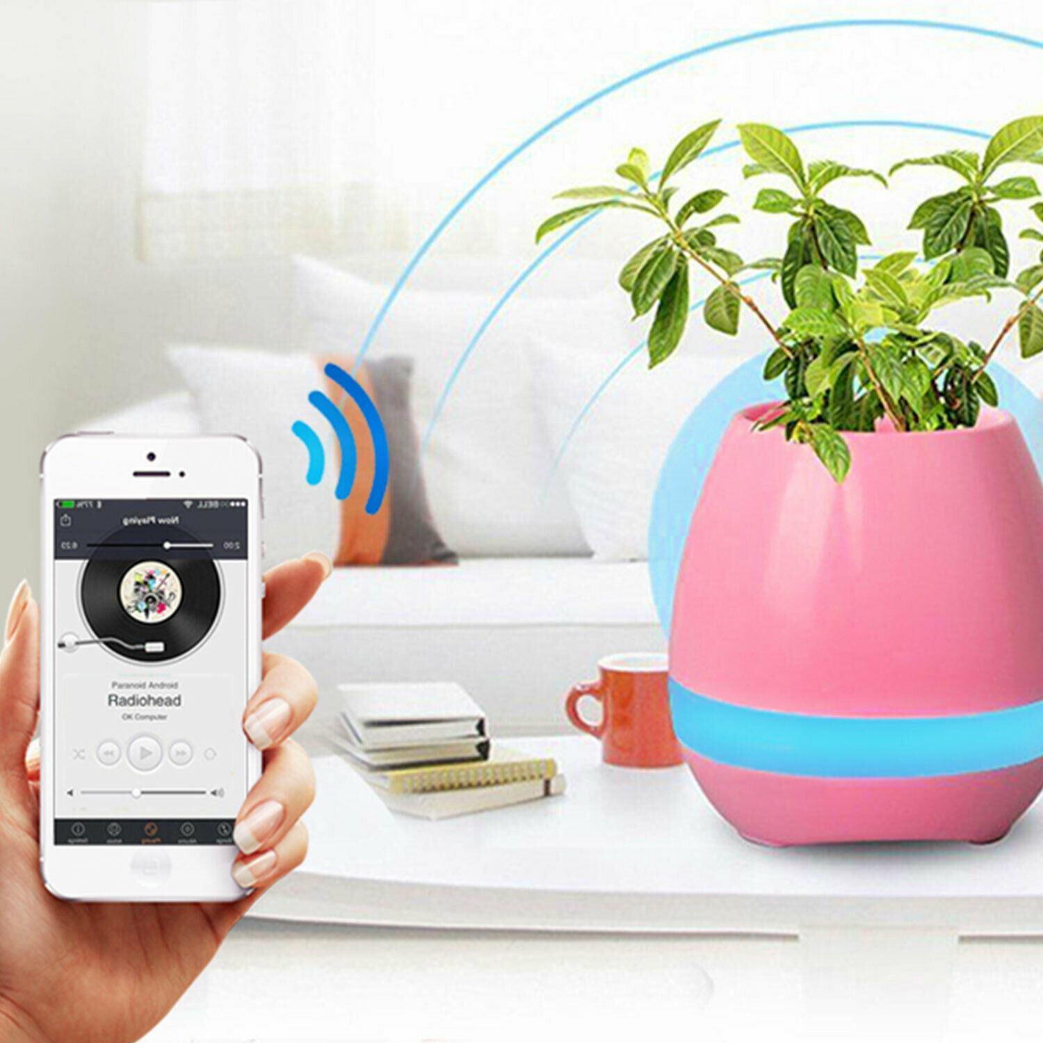 Debonair Music Flower Pot Bluetooth Speaker with Night Light for Bedroom, Office & Living Room