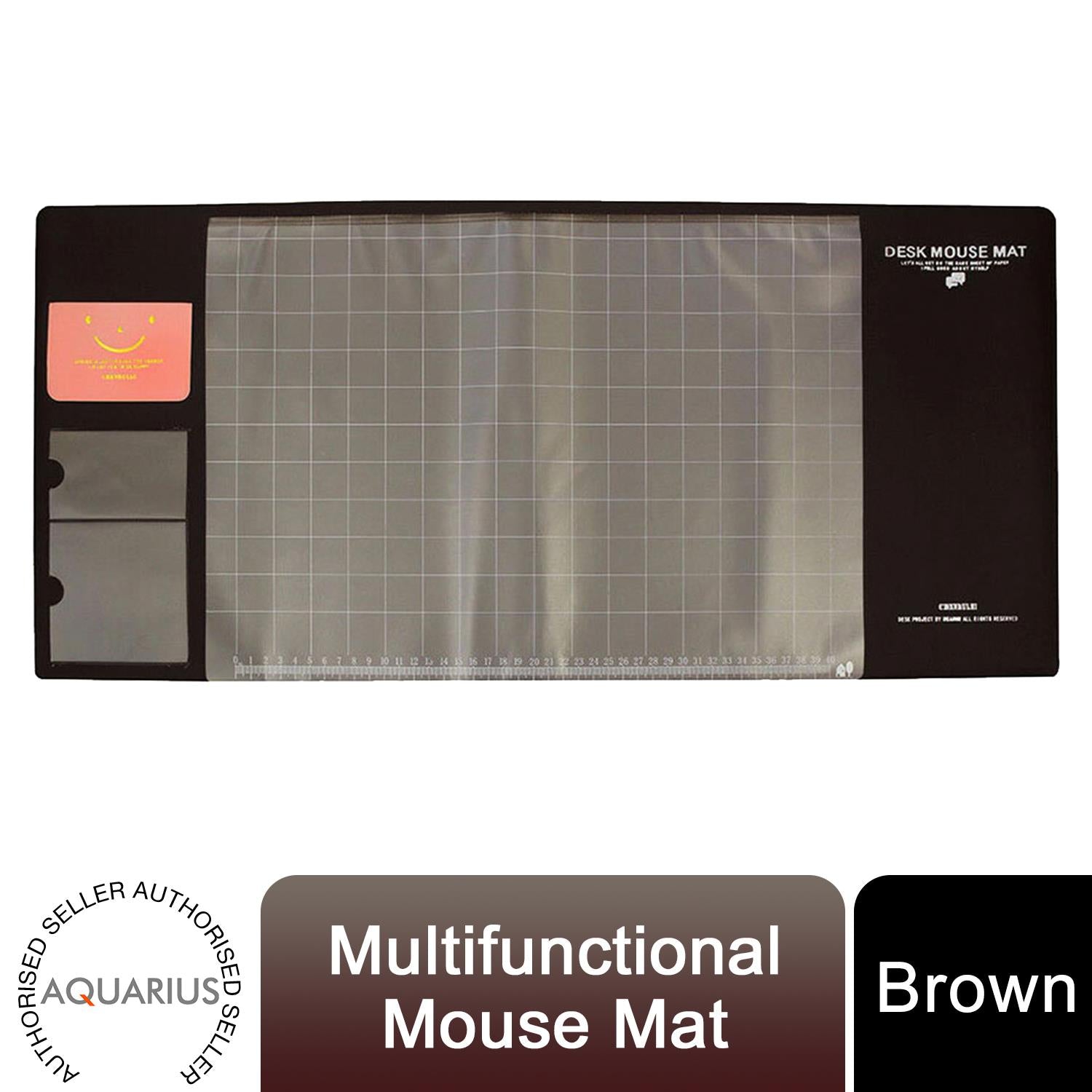 AQ Multifunctional Eco-Friendly Office Desk Mouse Mat with Calendar and Phone Holder, PVC+DS, Brown