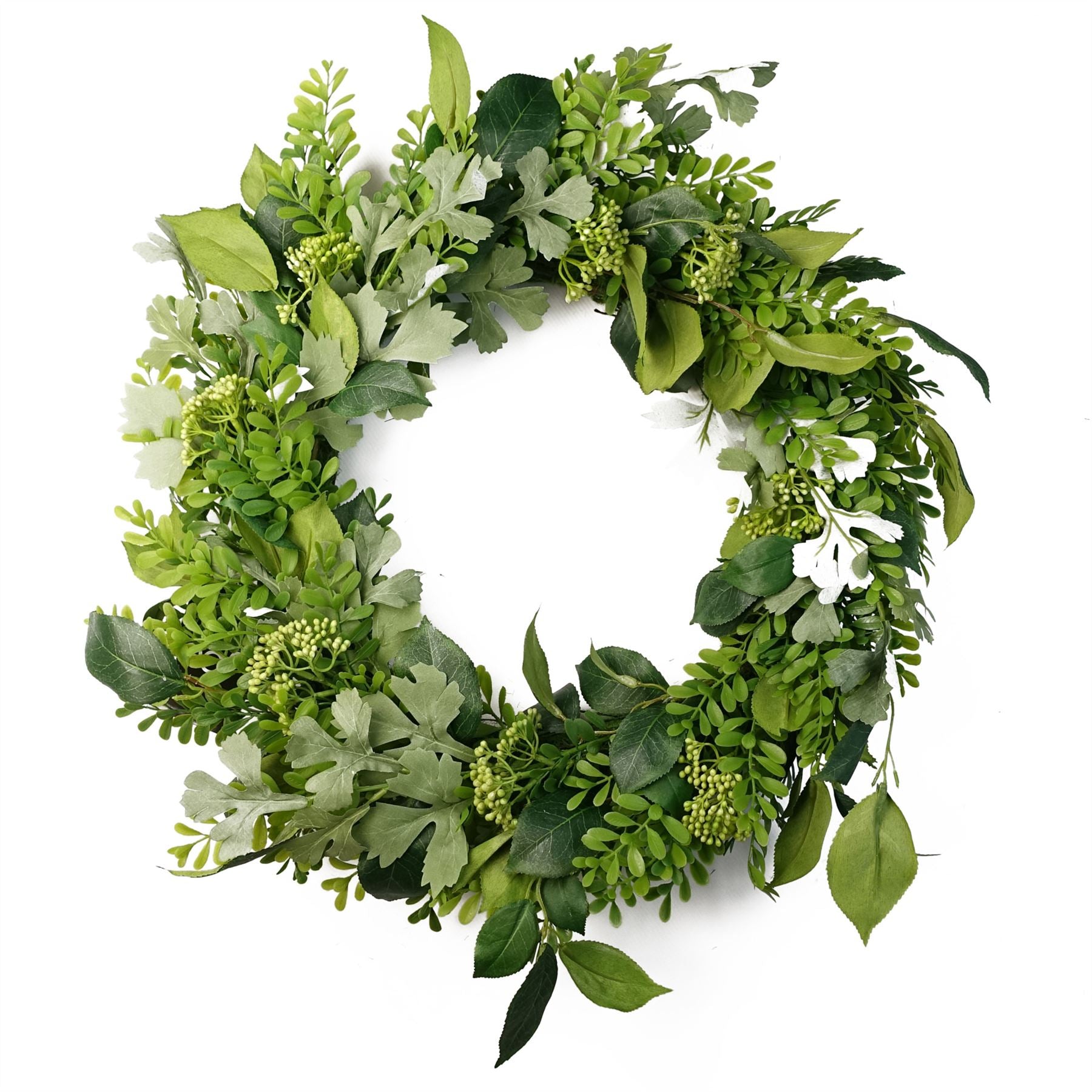 Leaf 50cm Artificial Fern Wreath with Natural Woven Base