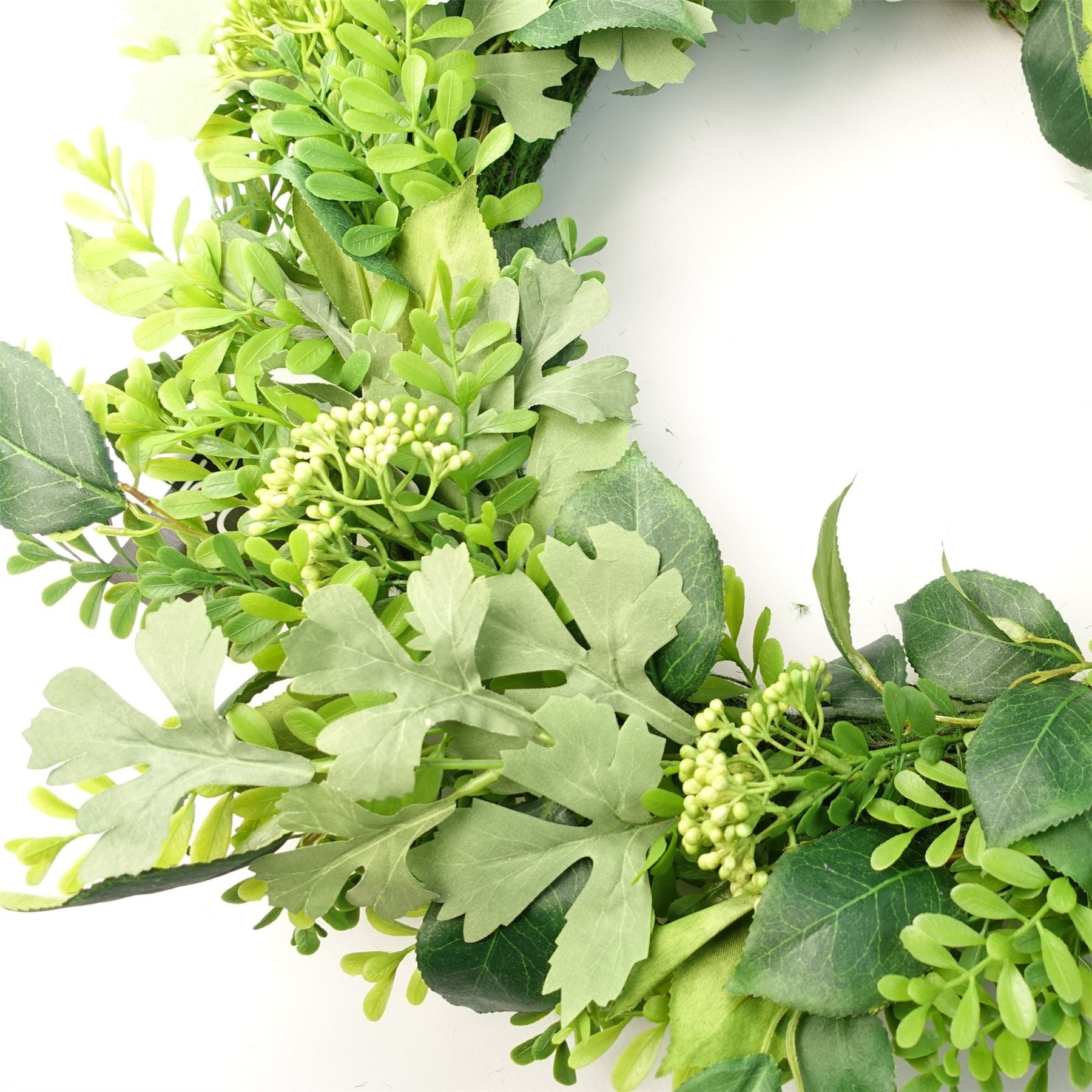 Leaf 50cm Artificial Fern Wreath with Natural Woven Base