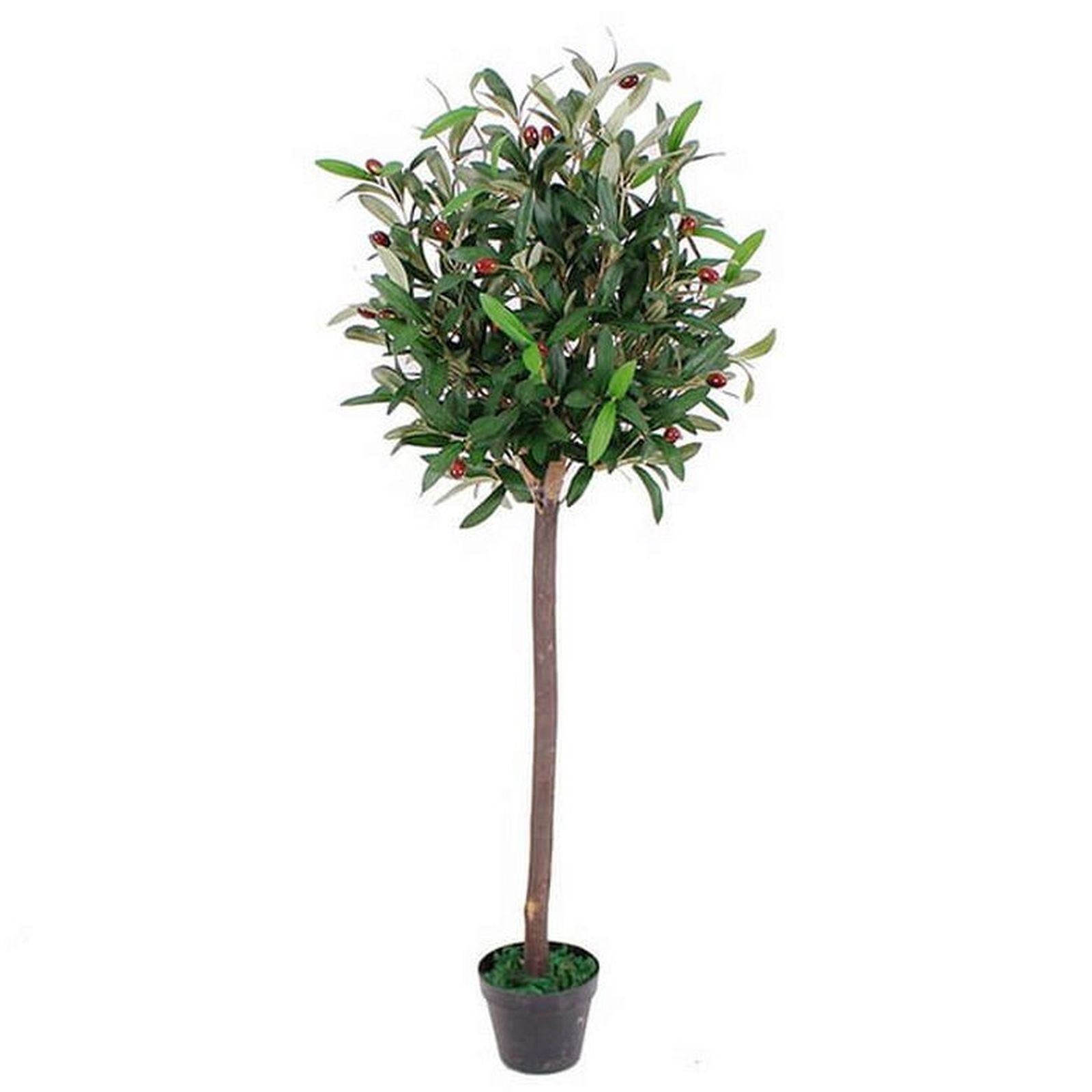 Leaf Design UK 120cm Realistic Artificial Olive Tree in Black Plastic Pot