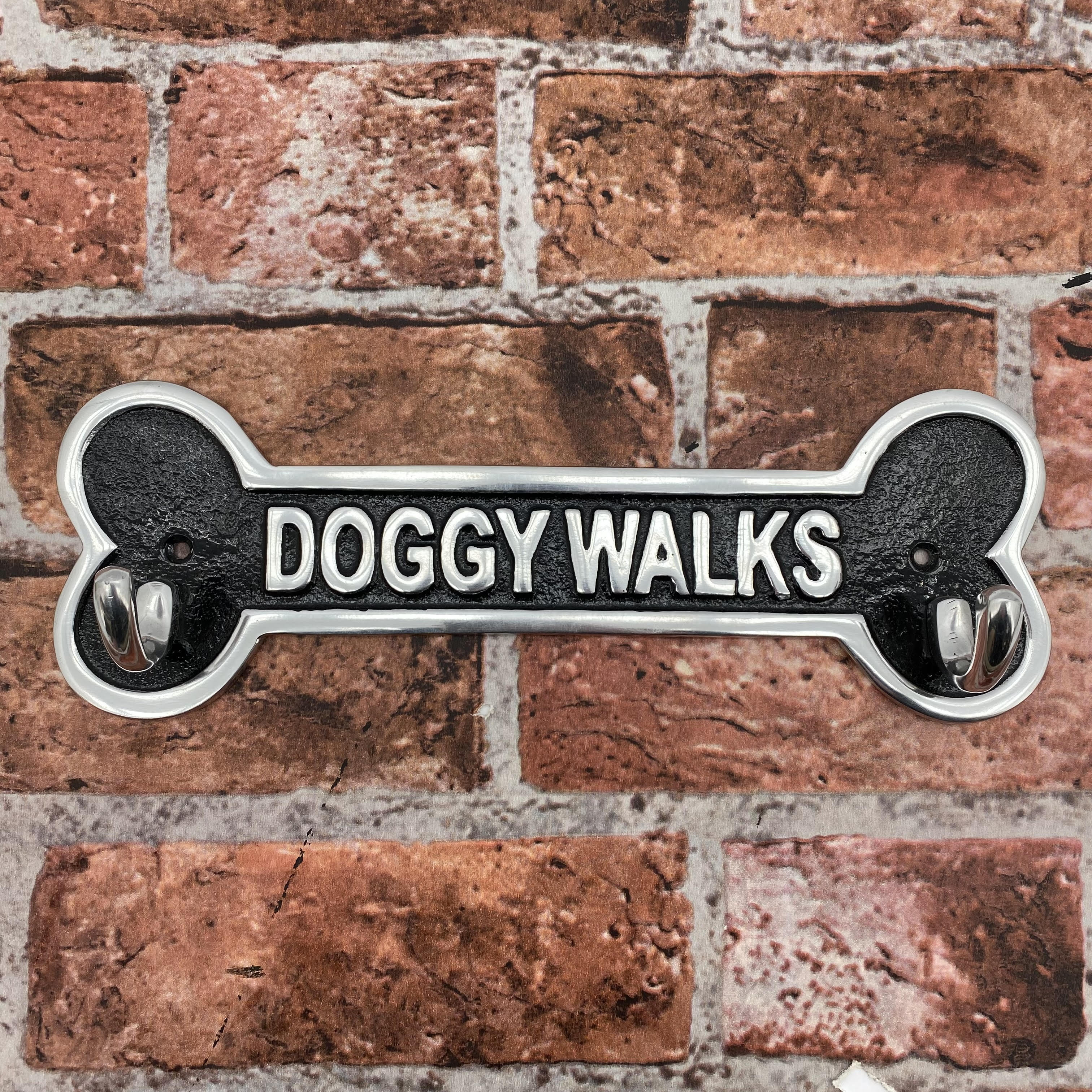 30cm Doggy Walks Wall Hook with 2 Hooks and Pre-Drilled Fixing Holes