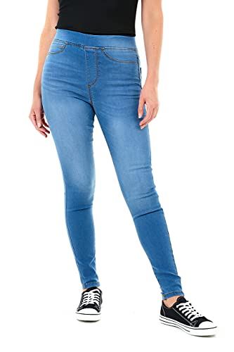 M17 Ladies Skinny Fit Denim Jeggings Mid Wash, 2 Back Pockets, Mock Front Pockets