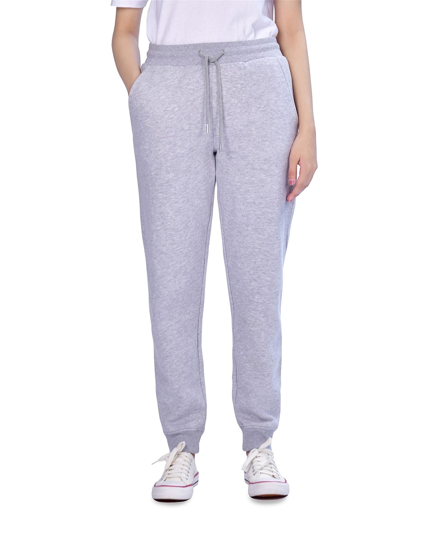 M17 Womens Grey Marl Jogging Bottoms, Elasticated Waist with Drawcord, 2 Front Pockets, Soft Touch Brushed Fabric