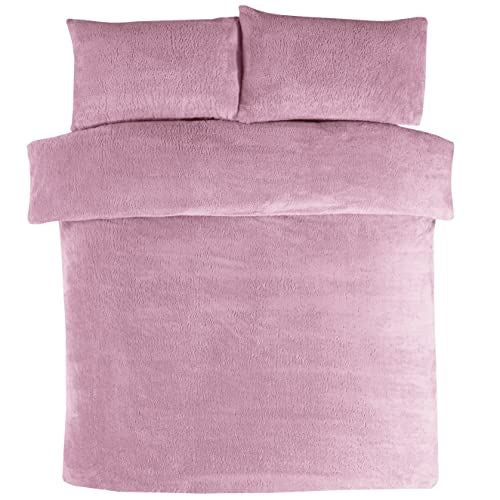 Sleepdown Teddy Duvet Set with Pillowcase(s) Mauve Single