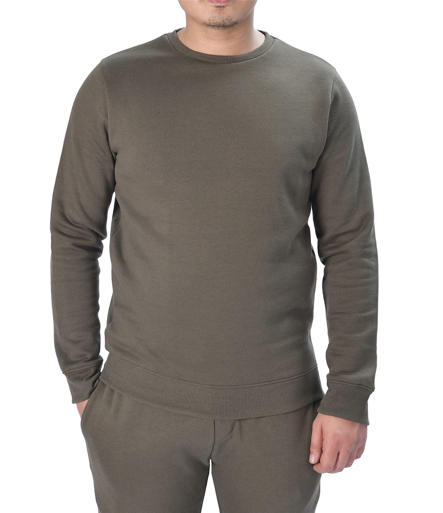 Men's Classic Plain Crew Neck Fleece Sweatshirt Jumper