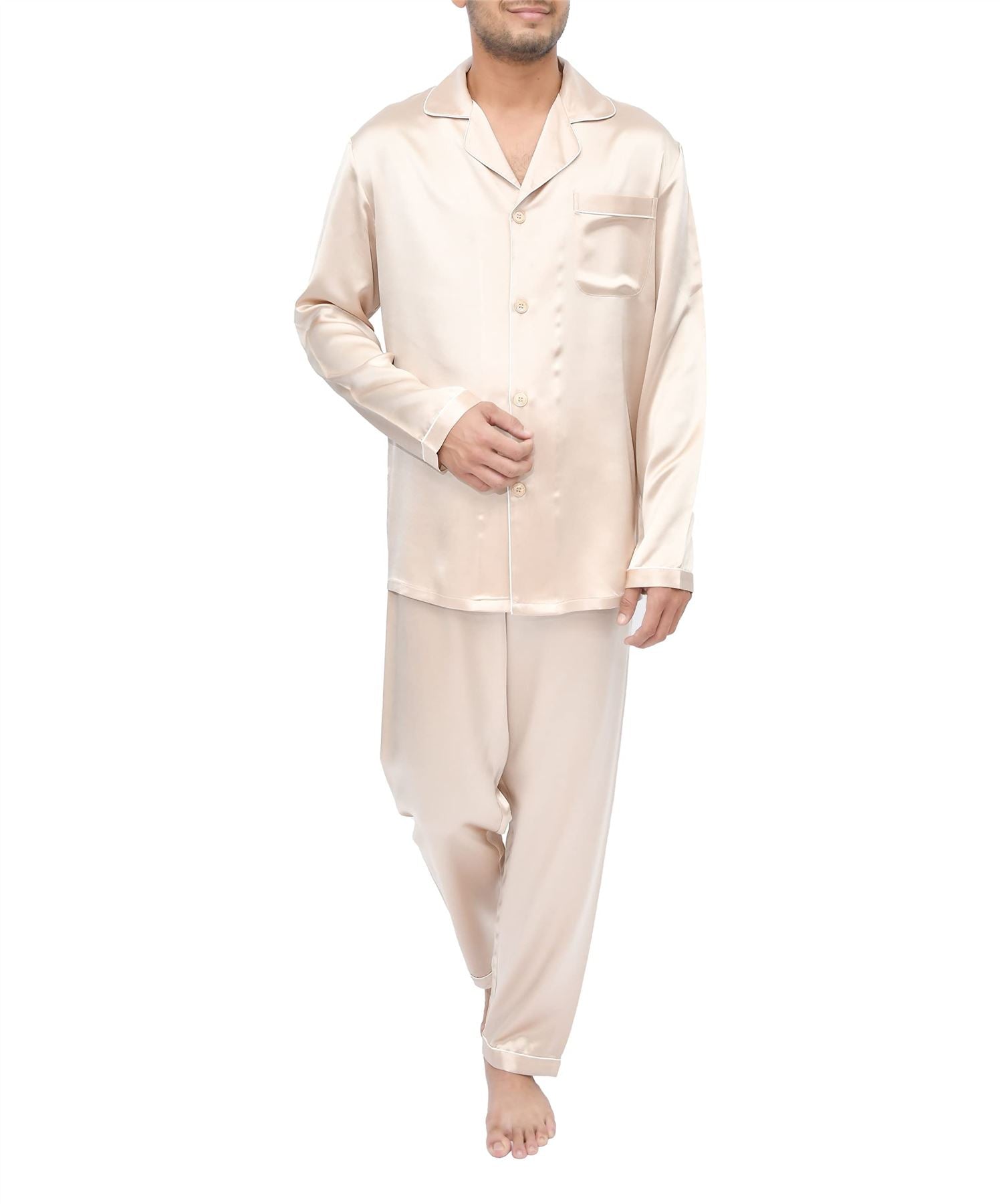 Sleepdown Men’s 100% Silk 22 Momme Long Pyjama Set