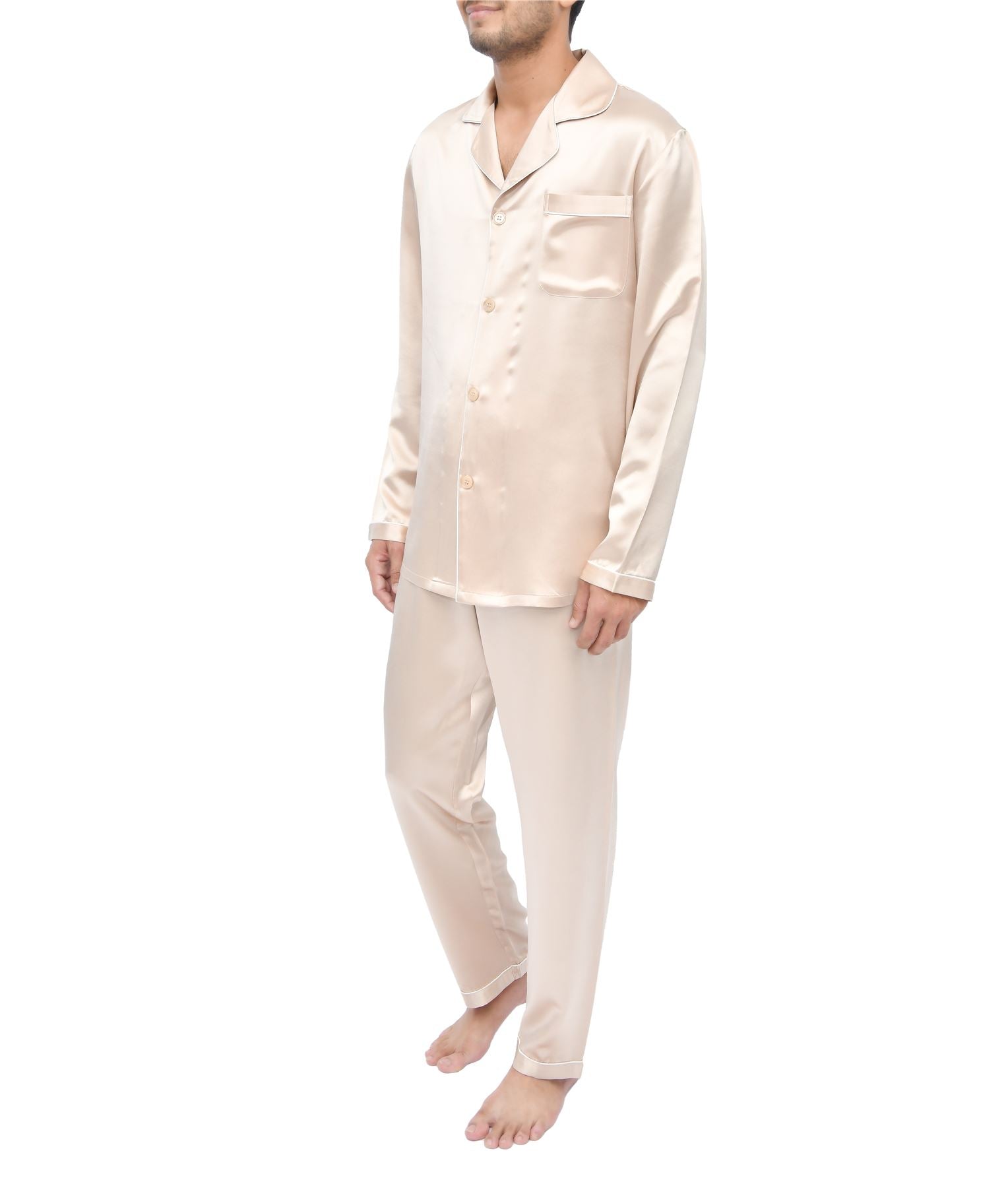 Sleepdown Men’s 100% Silk 22 Momme Long Pyjama Set