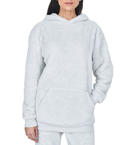 Sleepdown Ladies Teddy Fleece Lounge Hoodie with Kangaroo Pocket and Cuffed Hem, Machine Washable