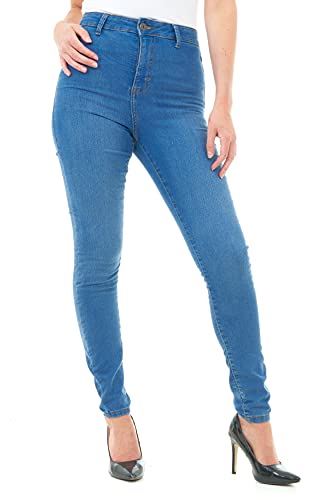 M17 Ladies High Waisted Skinny Fit Denim Jeans, Mid Wash