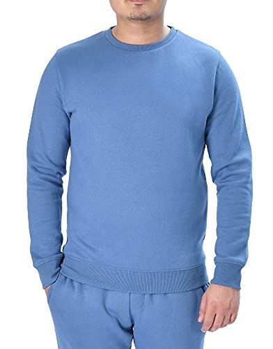 Men’s Classic Plain Crew Neck Fleece Sweatshirt Jumper, Ribbed Trim, Soft Brushed Fabric, Casual Wear