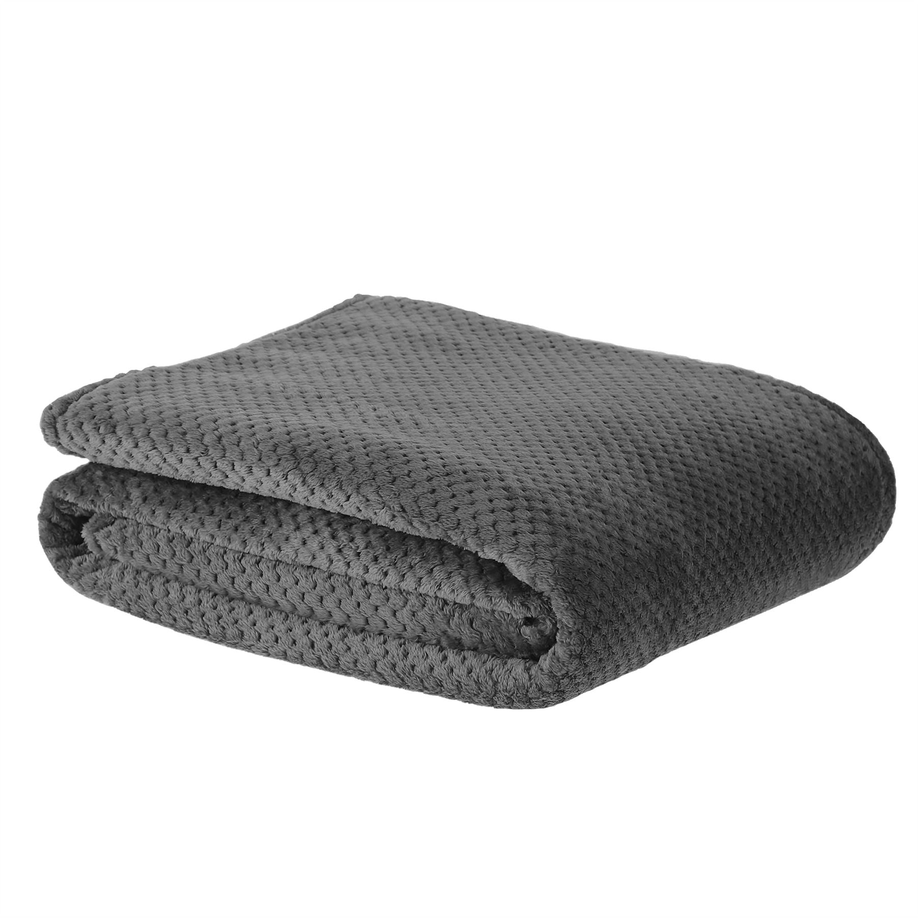 Sleepdown Super Soft Waffle Honeycomb Throw Charcoal 150 x 200 cm