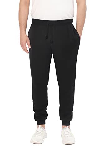M17 Men's Black Jogging Bottoms, Elasticated Rib Waistband with Draw Cord, 2 Side Pockets, 1 Back Pocket, Soft Touch Brushed Fabric
