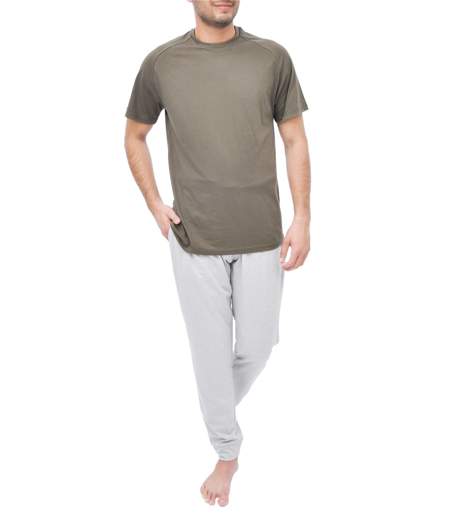 Sleepdown Mens Raglan Tee and Wide Leg Bottom Pyjama Set
