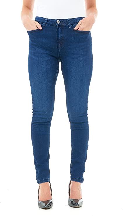 M17 Ladies Skinny Fit Mid Wash Denim Jeans, Button and Zip Fastening