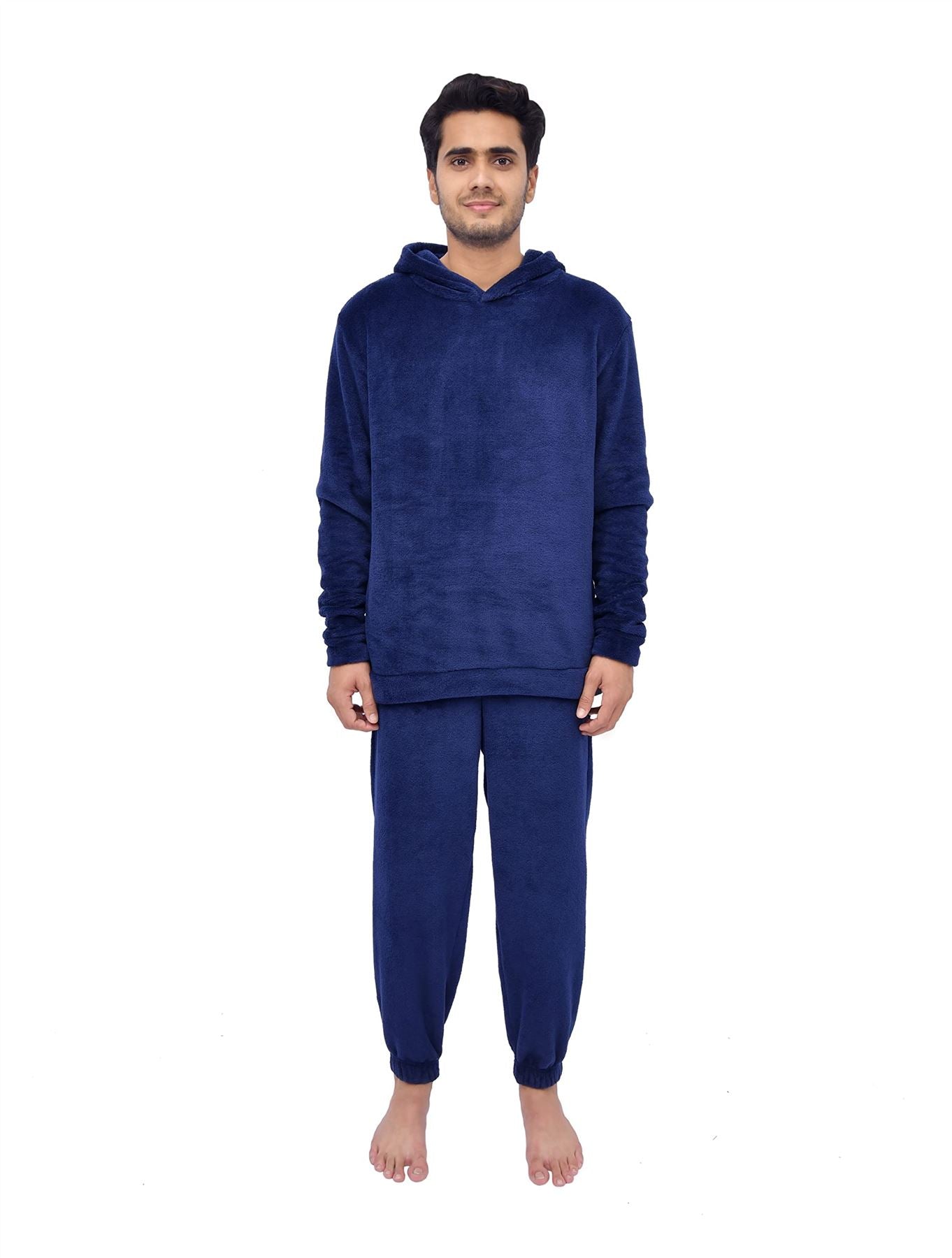 Sleepdown Mens Coral Fleece Hoodie and Jogger Loungewear Set