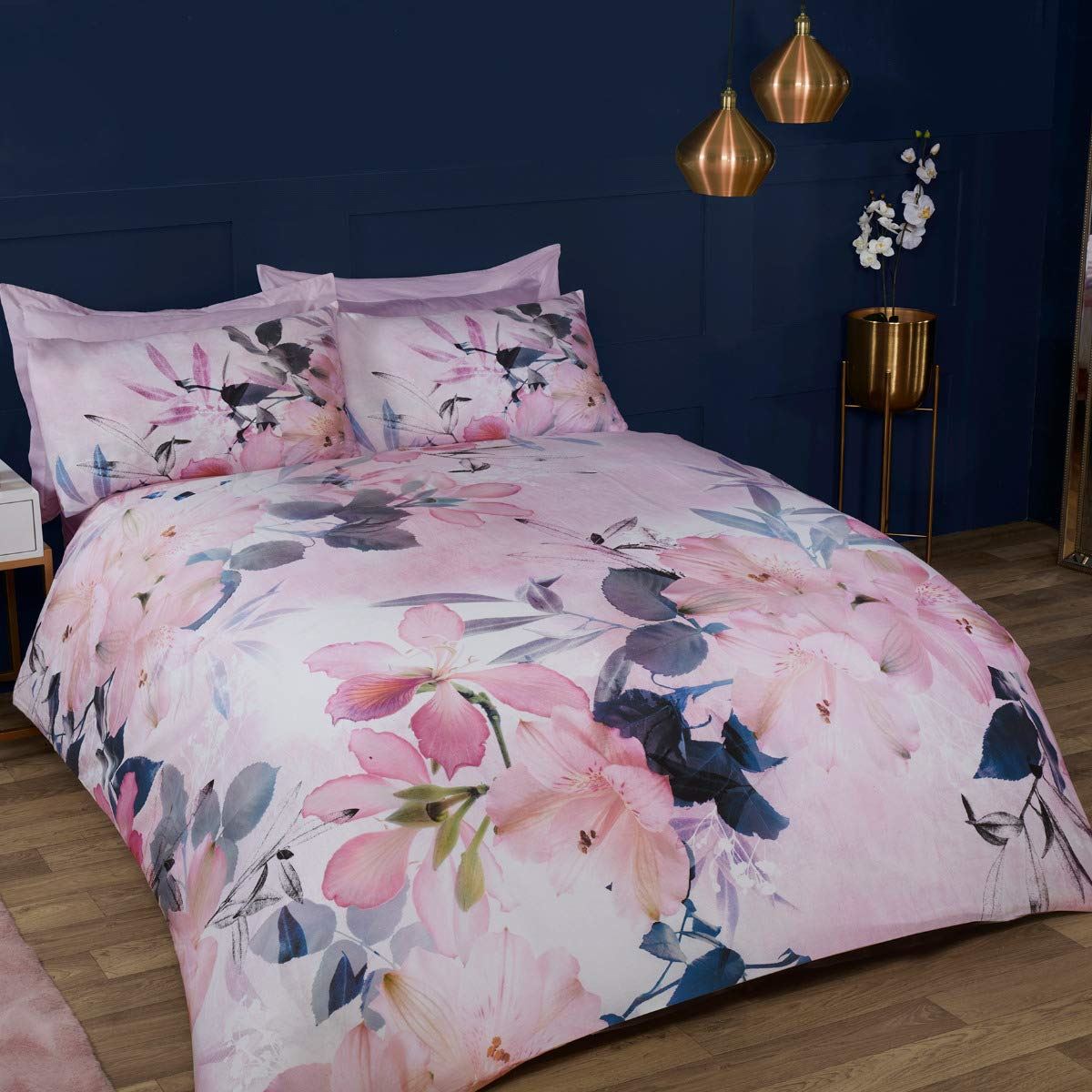 Sleepdown Large Floral Blush Pink Watercolour Duvet Cover Set