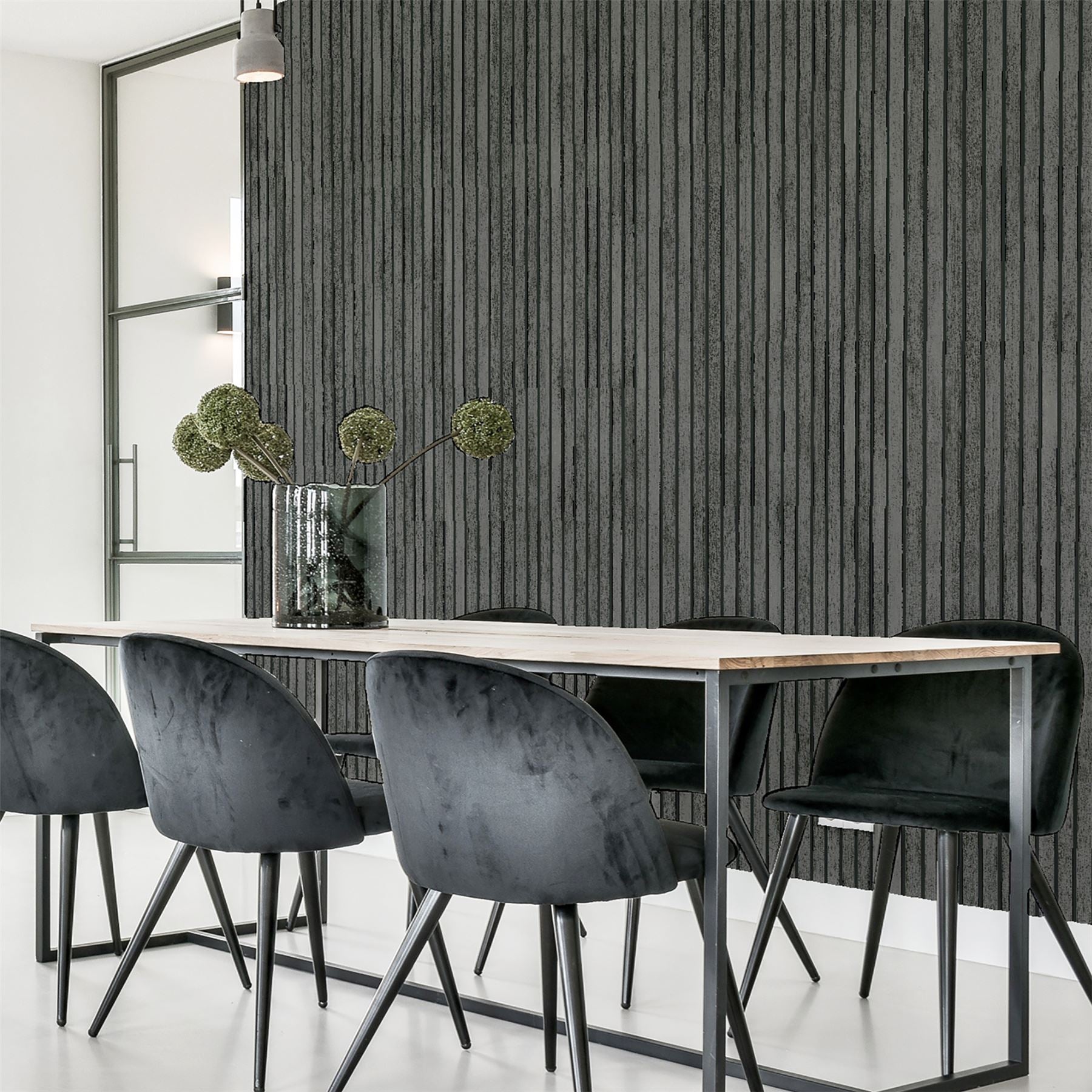 Arthouse Charcoal Grey Wood Slat Wallpaper