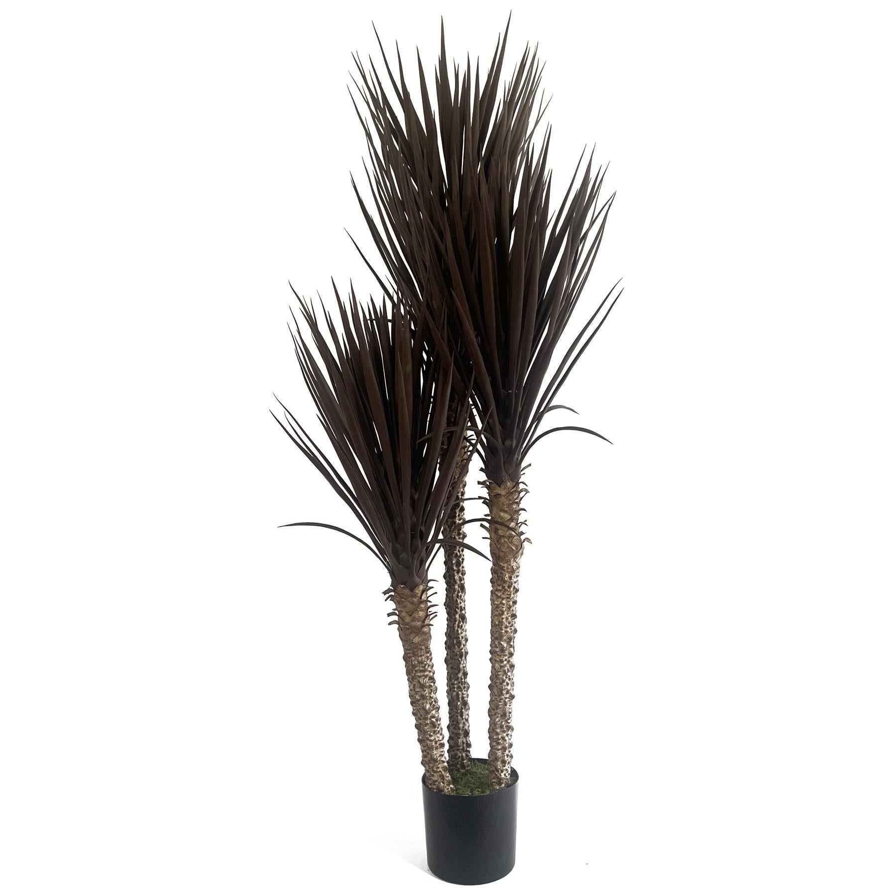 155cm UV Resistant Artificial XL Triple Yukka Tree Plant, Dark Brown Red