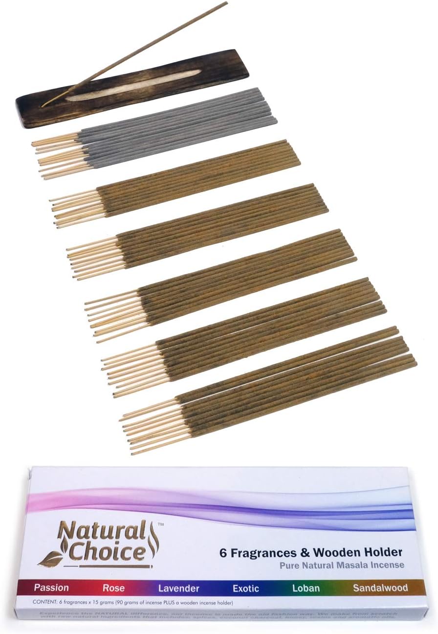Natural Choice Incense 6-Piece Fragrance Gift Set with Burner