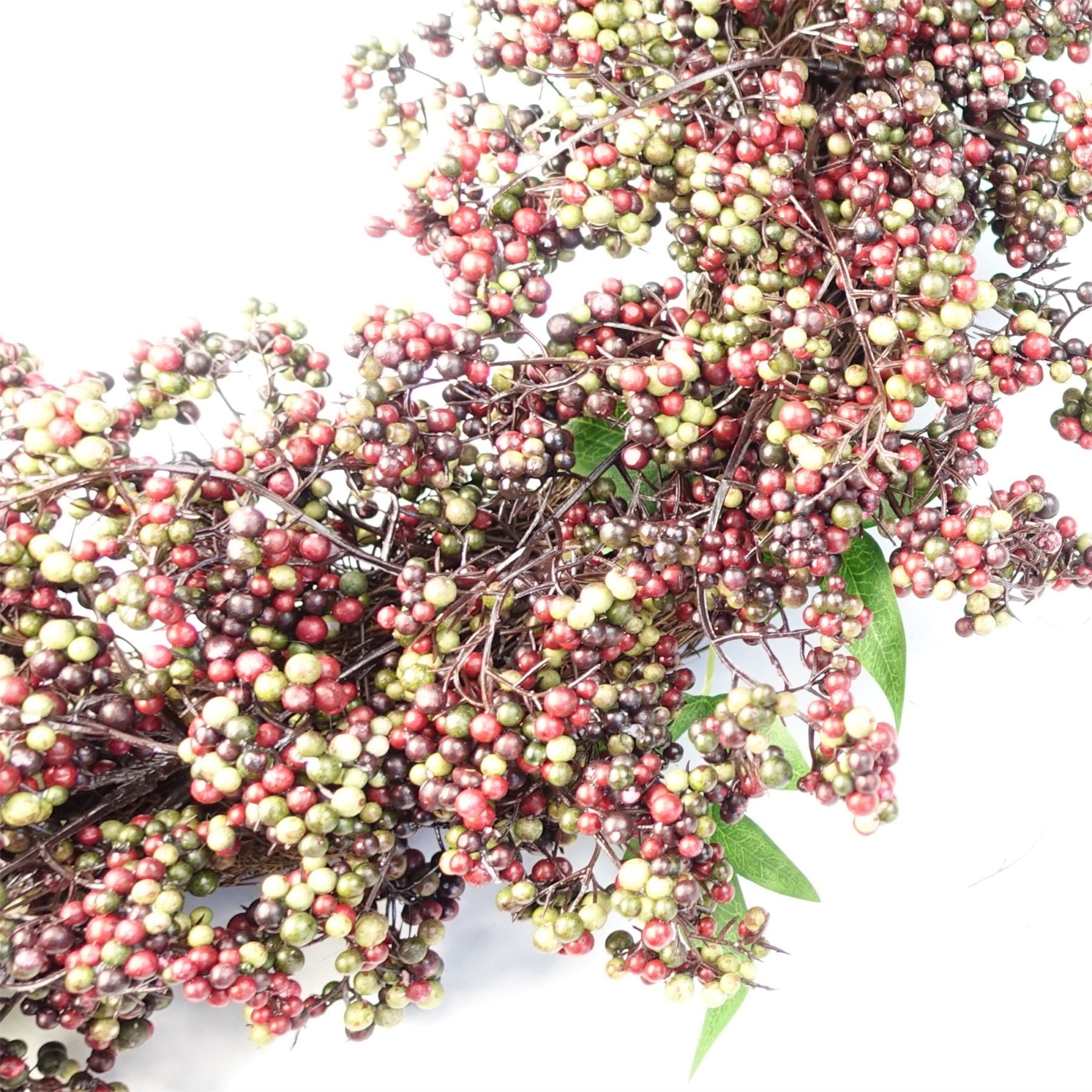55cm Artificial Hanging Black and Red Berry Wreath