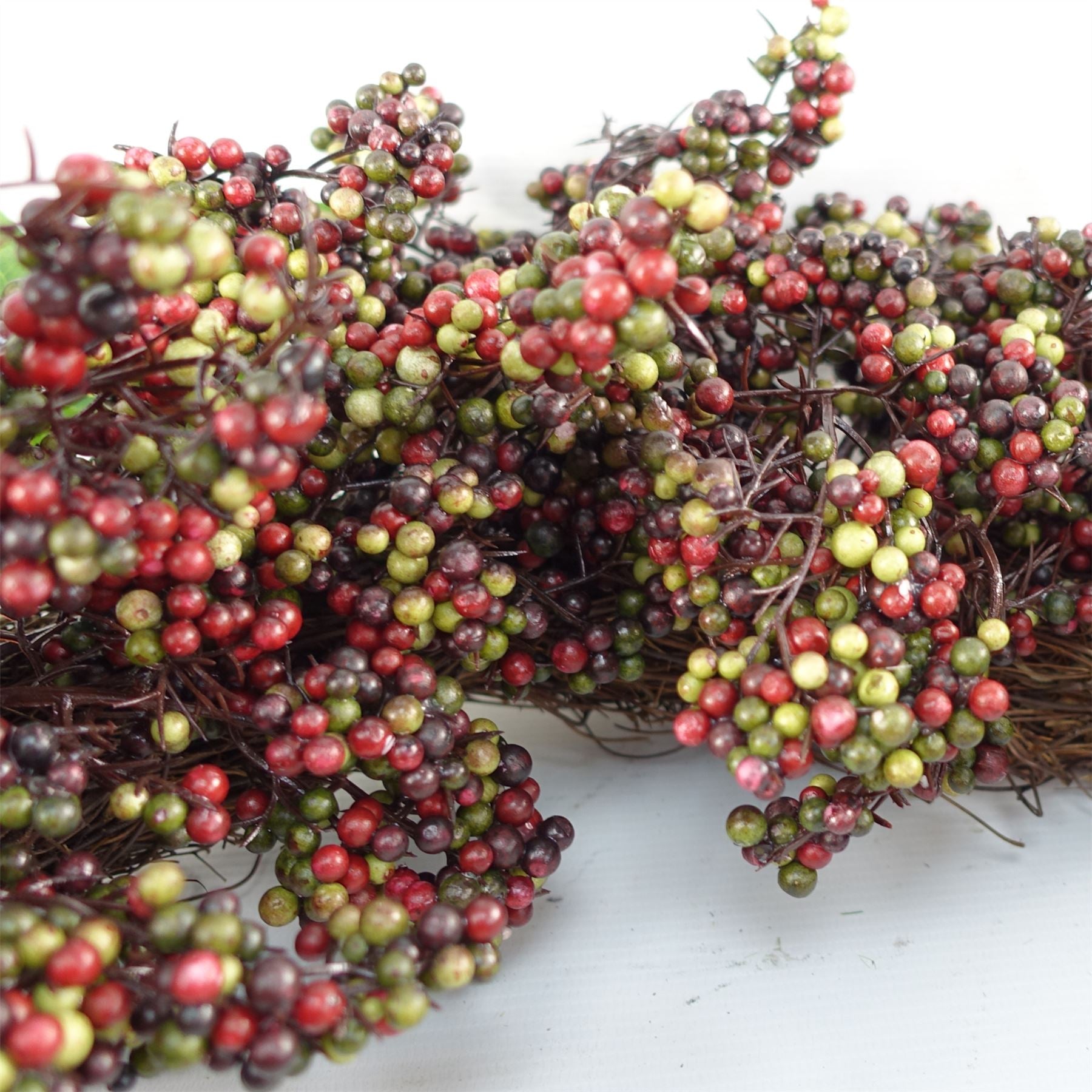 55cm Artificial Hanging Black and Red Berry Wreath