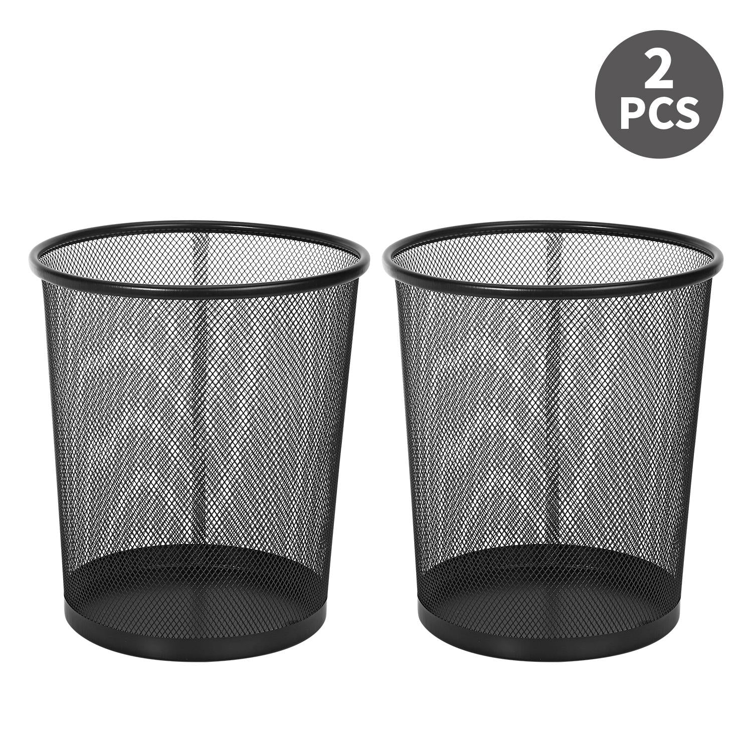Vinsani 2-Pack Black Round Mesh Trash Cans