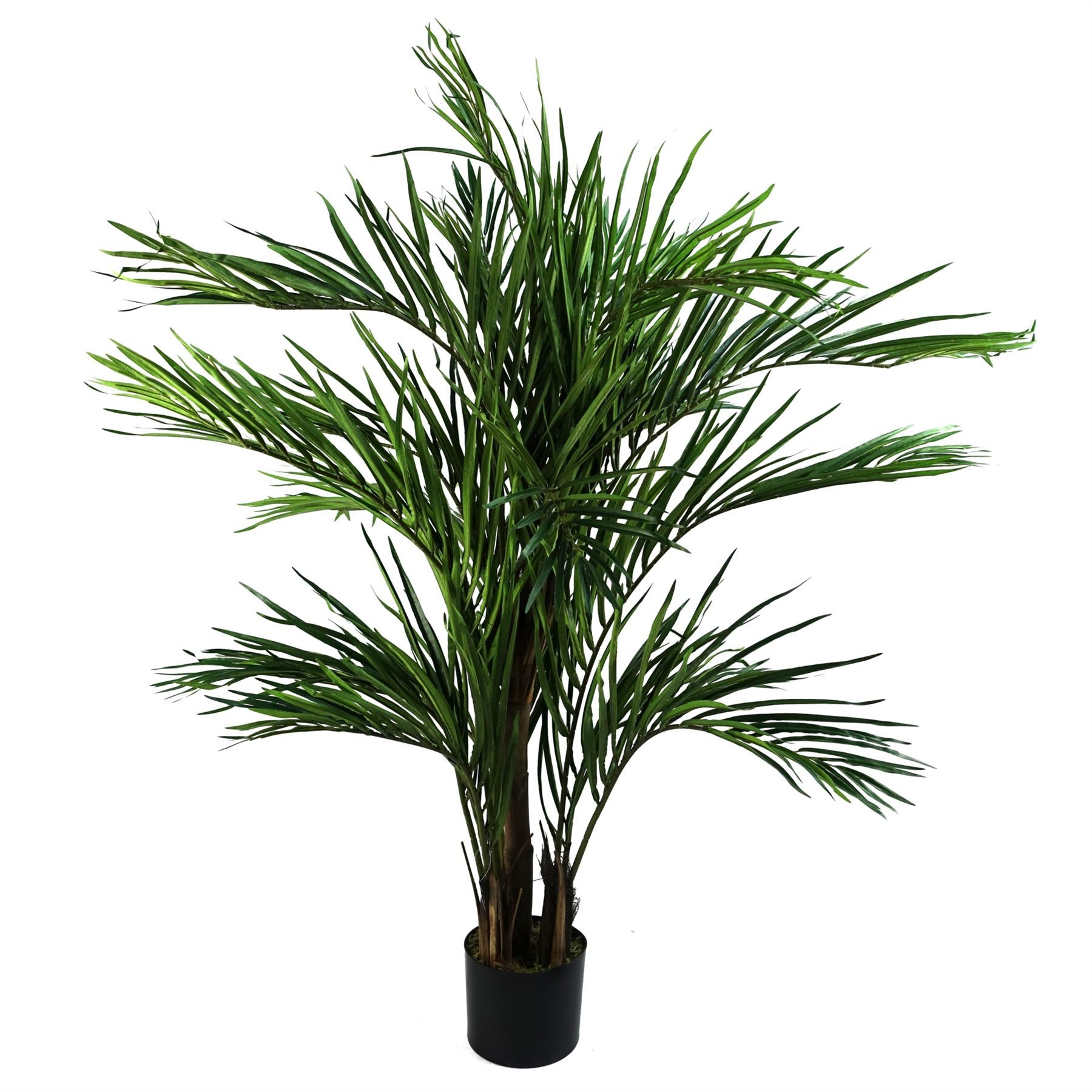 Leaf 130cm Artificial Areca Palm Tree with Silk Leaves, Wired Branches and Weighted Black Pot