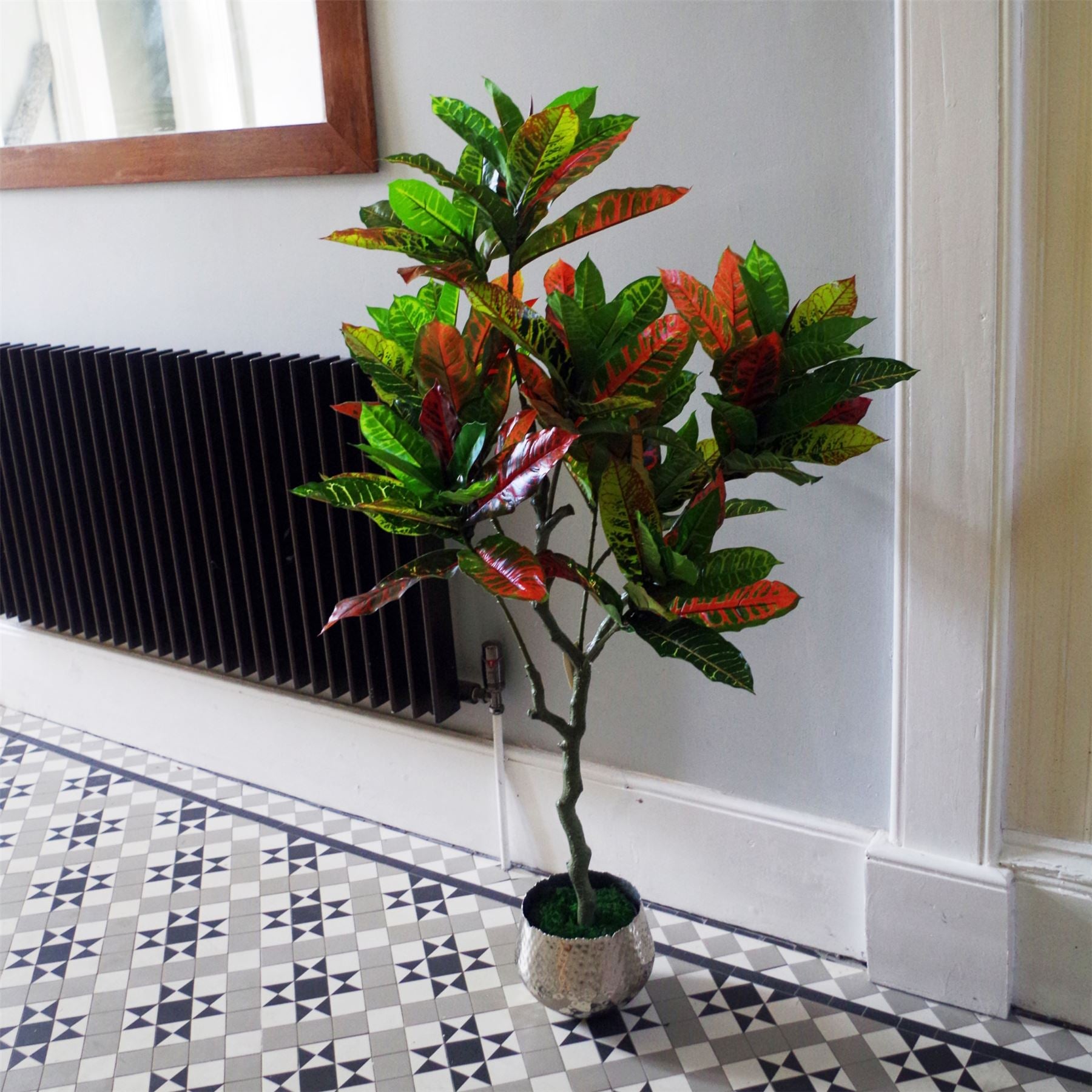 130cm Artificial Codiaeum Variegatum Tree in Plastic Pot