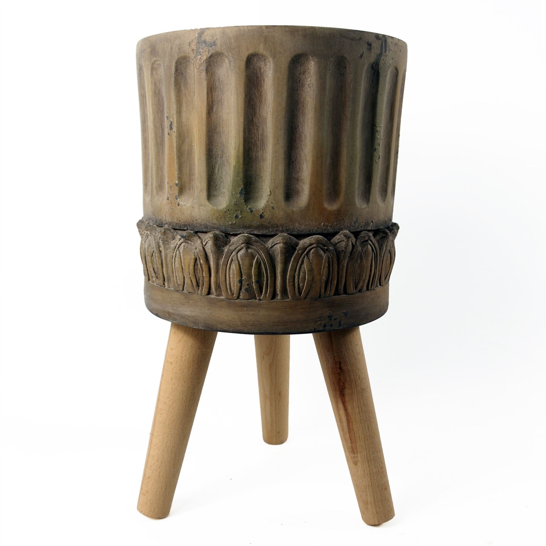 Leaf Zandi Roman Fibreglass Composite Large Planter 40cm x 21.5cm Rustic Hand-Finished Indoor Planter