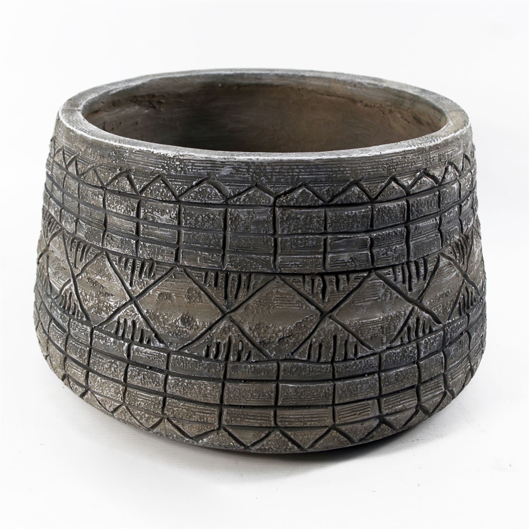 Leaf Large Grey Gliese Embossed Fibreglass Composite Planter, 37 x 37 x 22cm