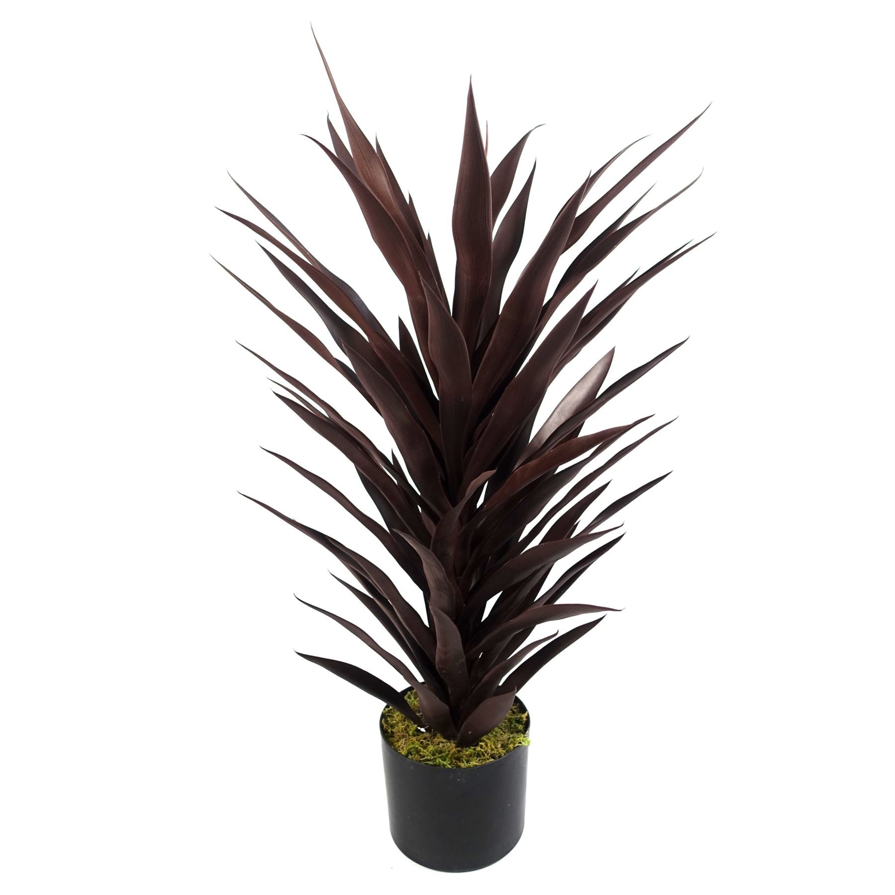 Leaf 85cm Dark Red Artificial Yucca Plant in Black Plastic Pot
