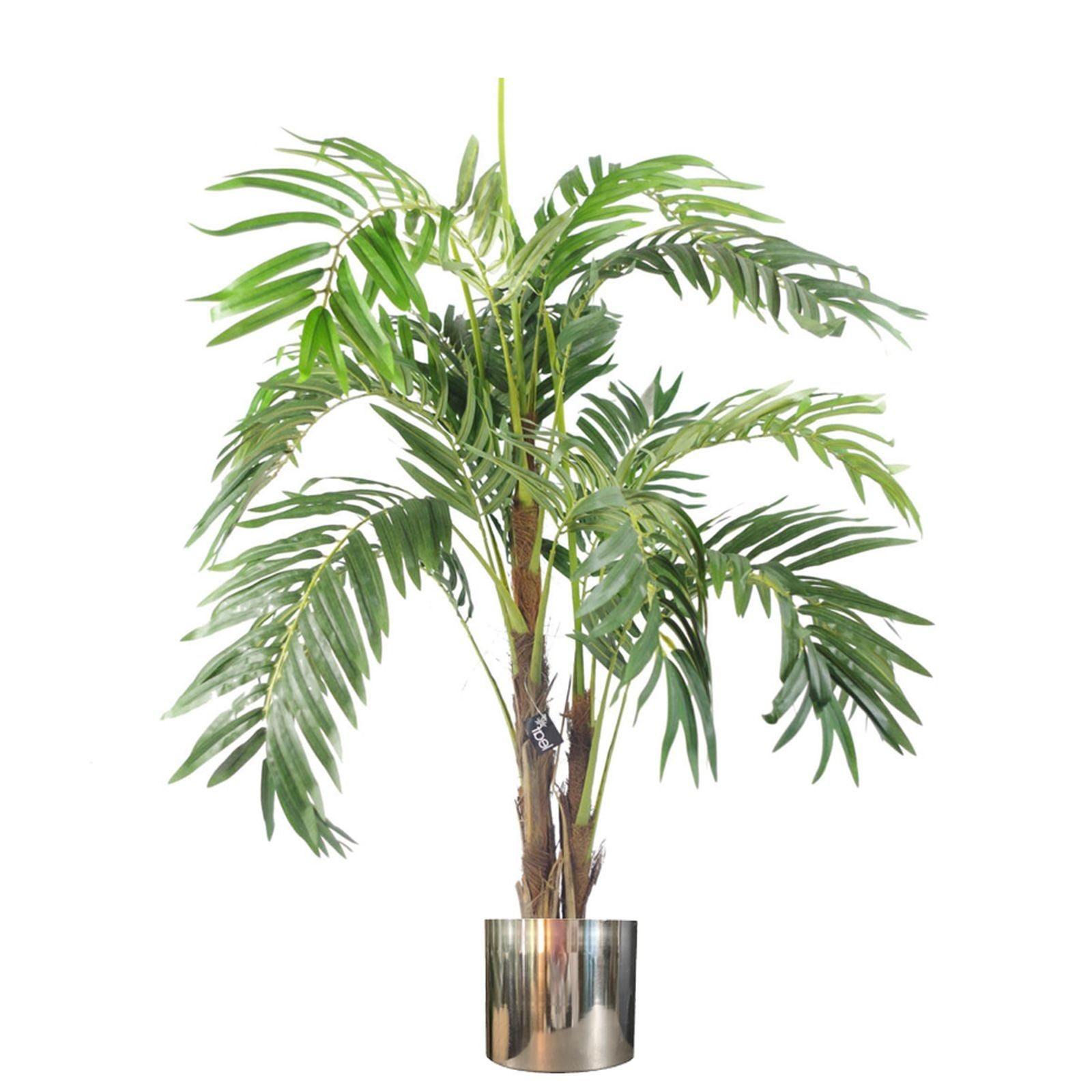 Leaf 120cm Artificial Palm Tree with Pot and Silver Metal Planter