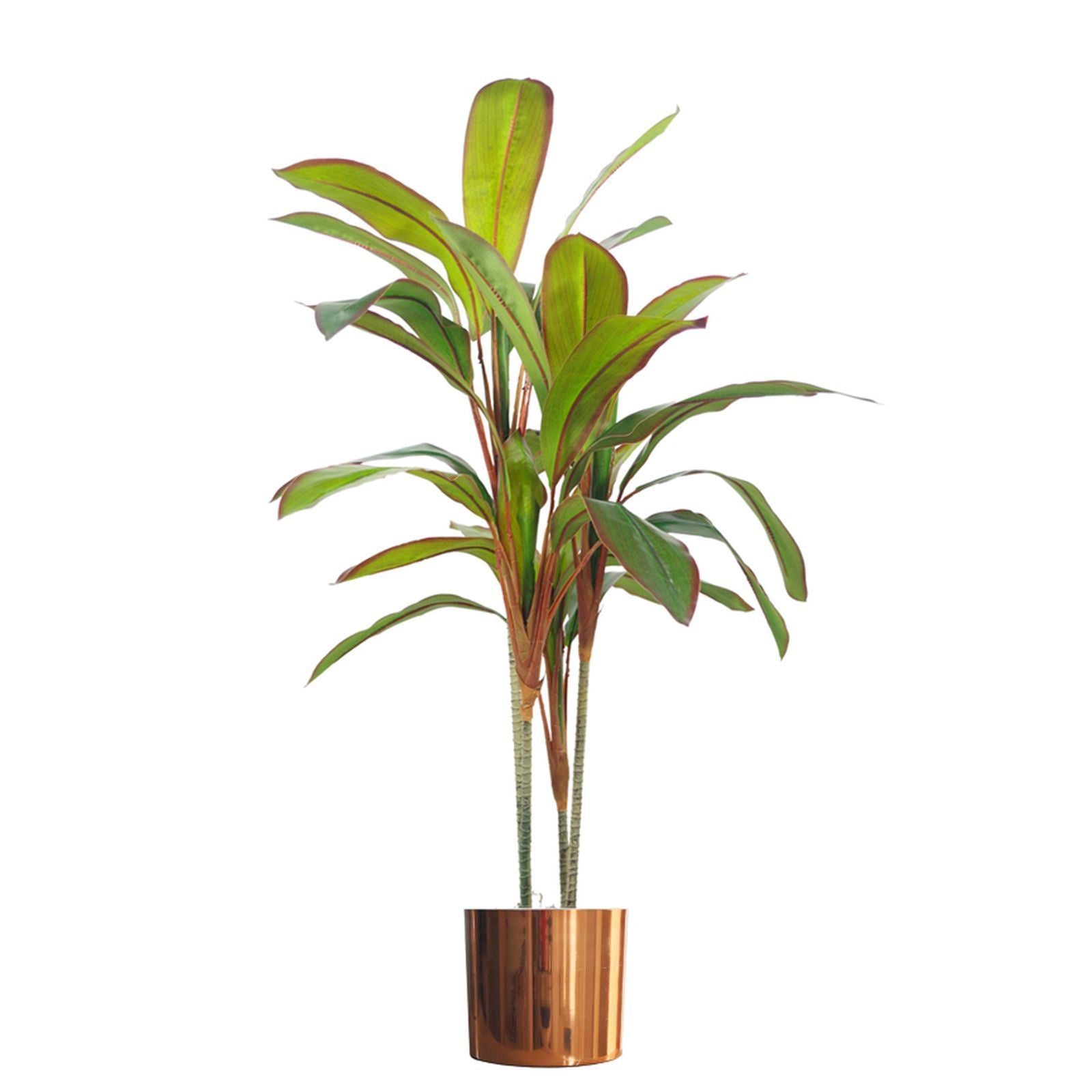 Leaf 100cm Artificial Potted Dracaena Tropical Plant with Copper Metal Planter