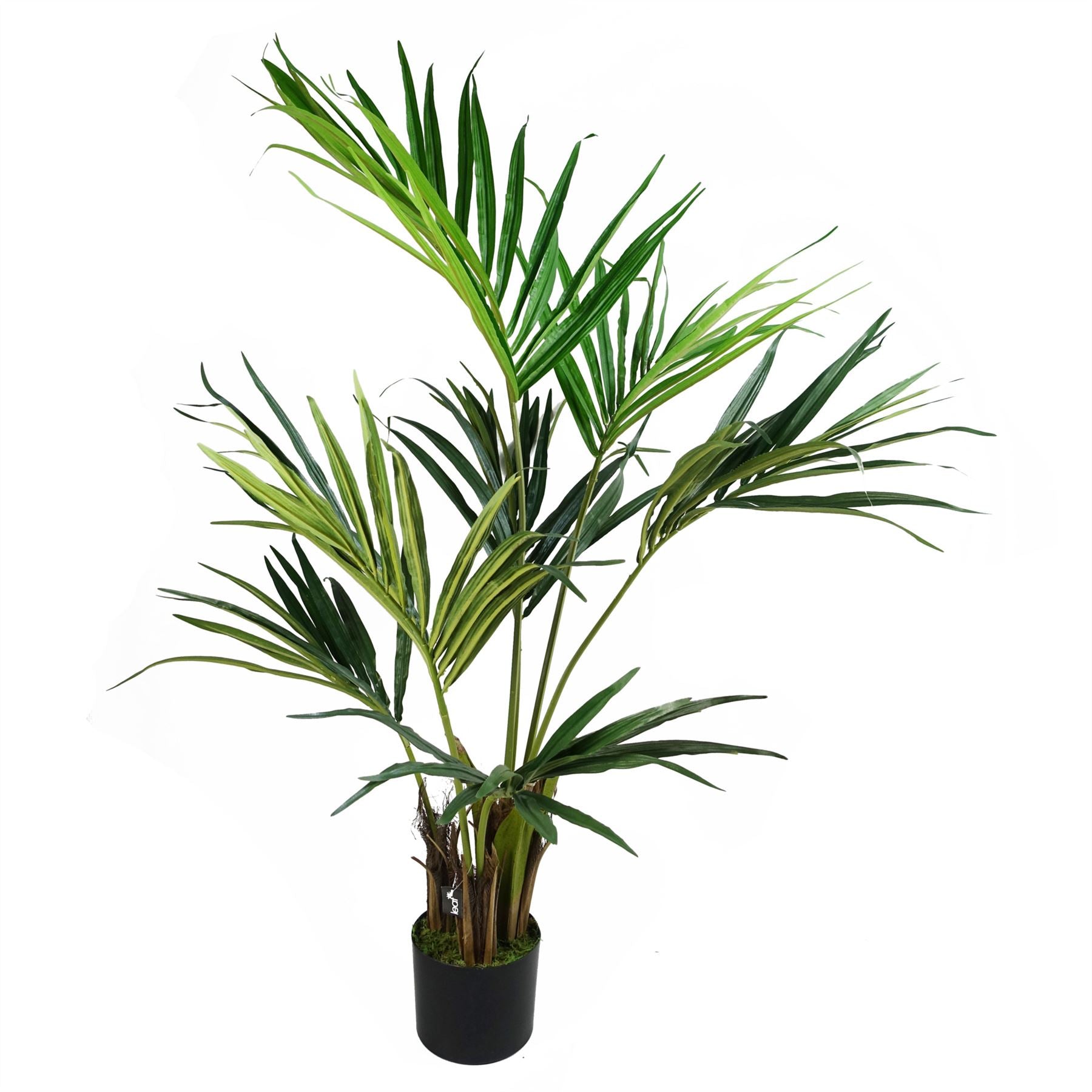 Leaf 130cm Kentia Palm Artificial Tree with Silk Leaves, Wired Branches and Weighted Black Pot