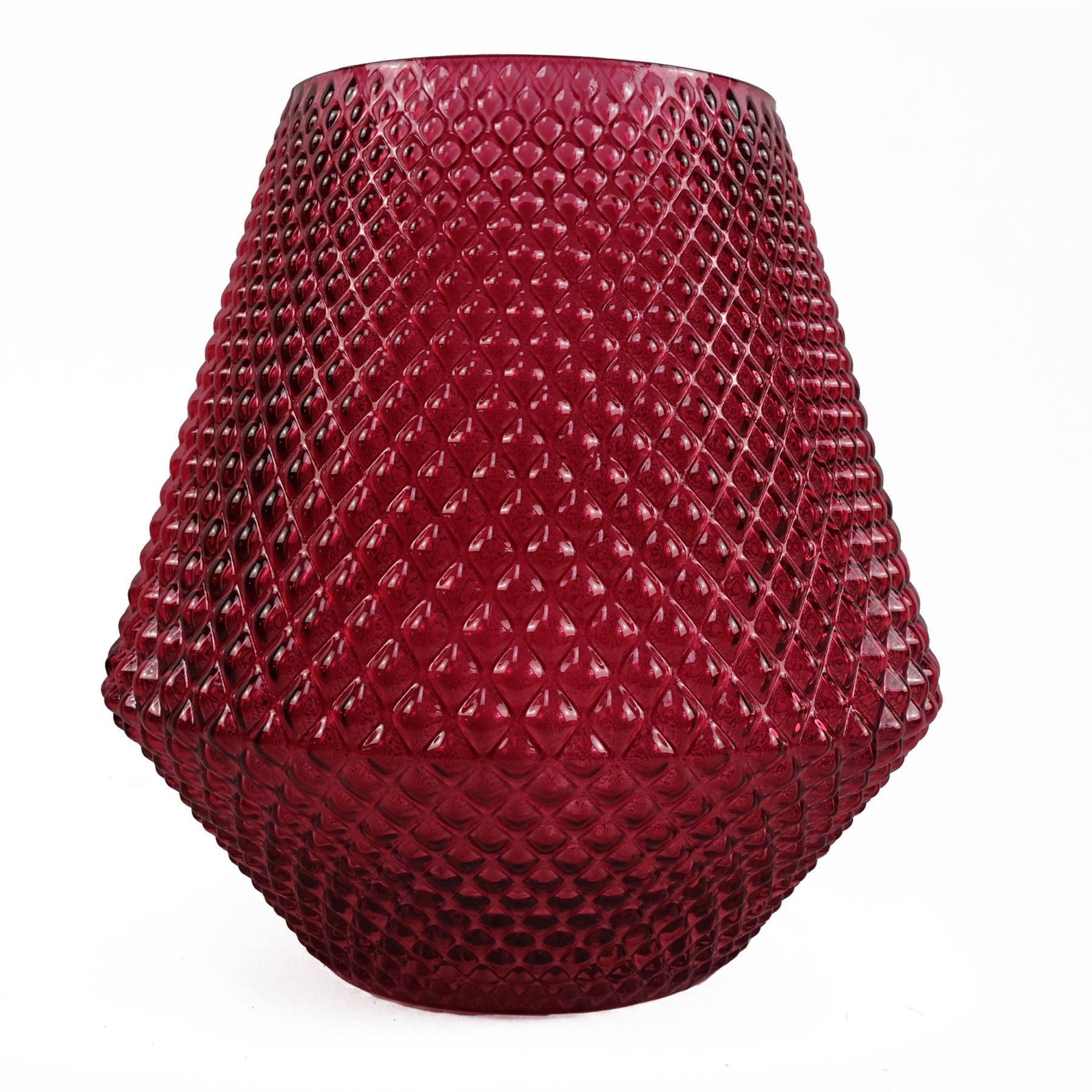 Leaf 23cm Pink Diamond-Embossed Glass Vase