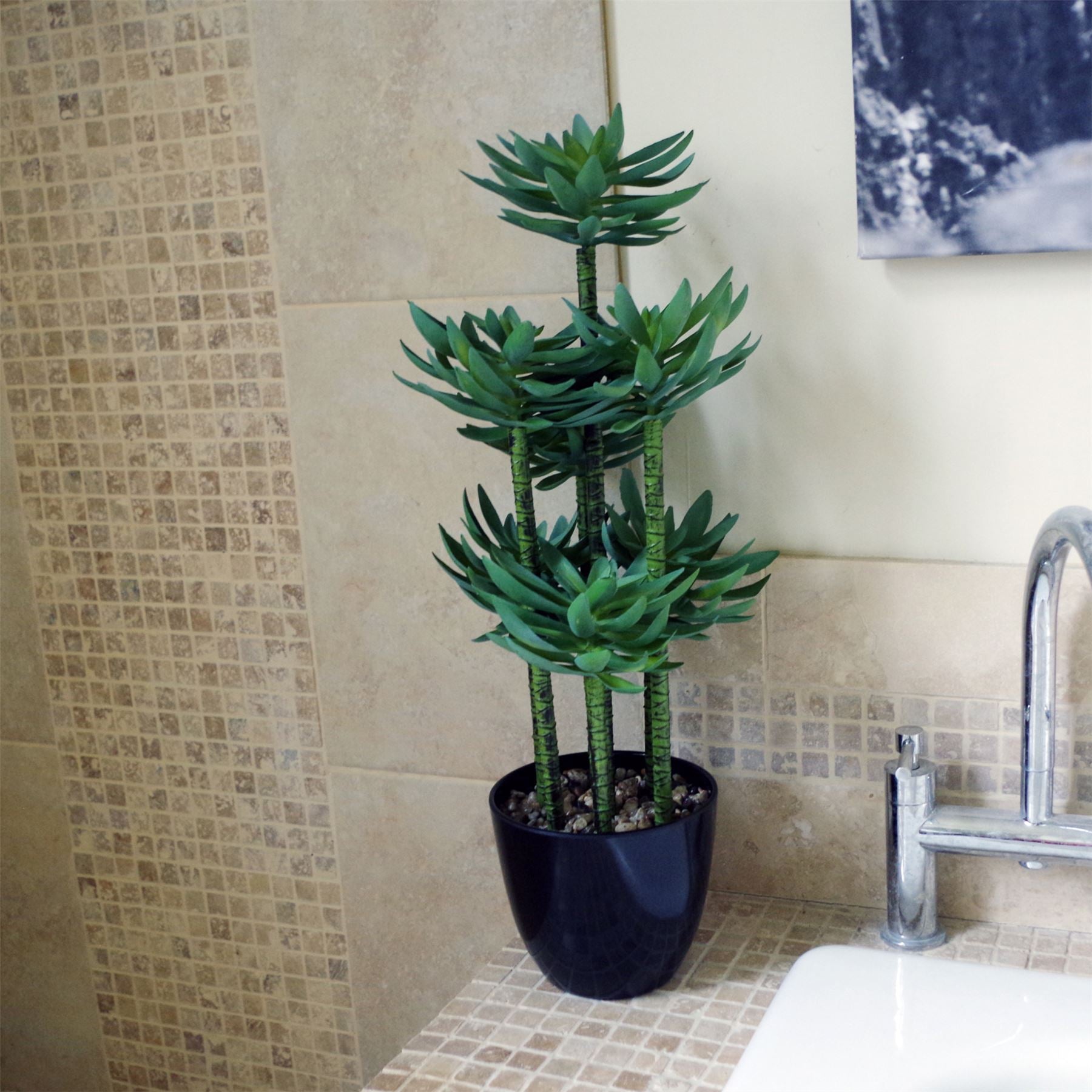 Leaf 60cm Artificial Tropical Yukka Palm in Decorative Planter