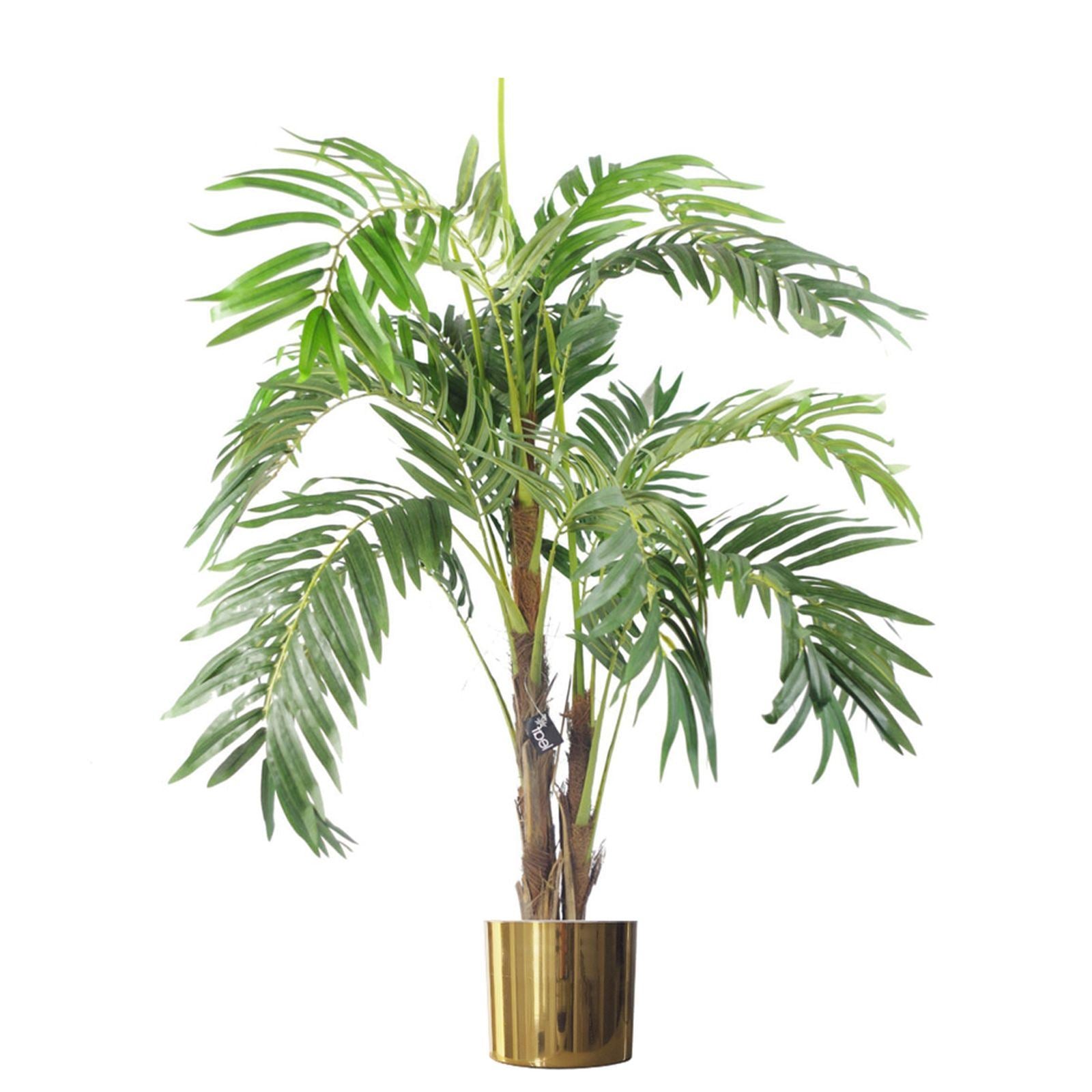 120cm Realistic Artificial Palm Tree with Pot and Gold Metal Planter