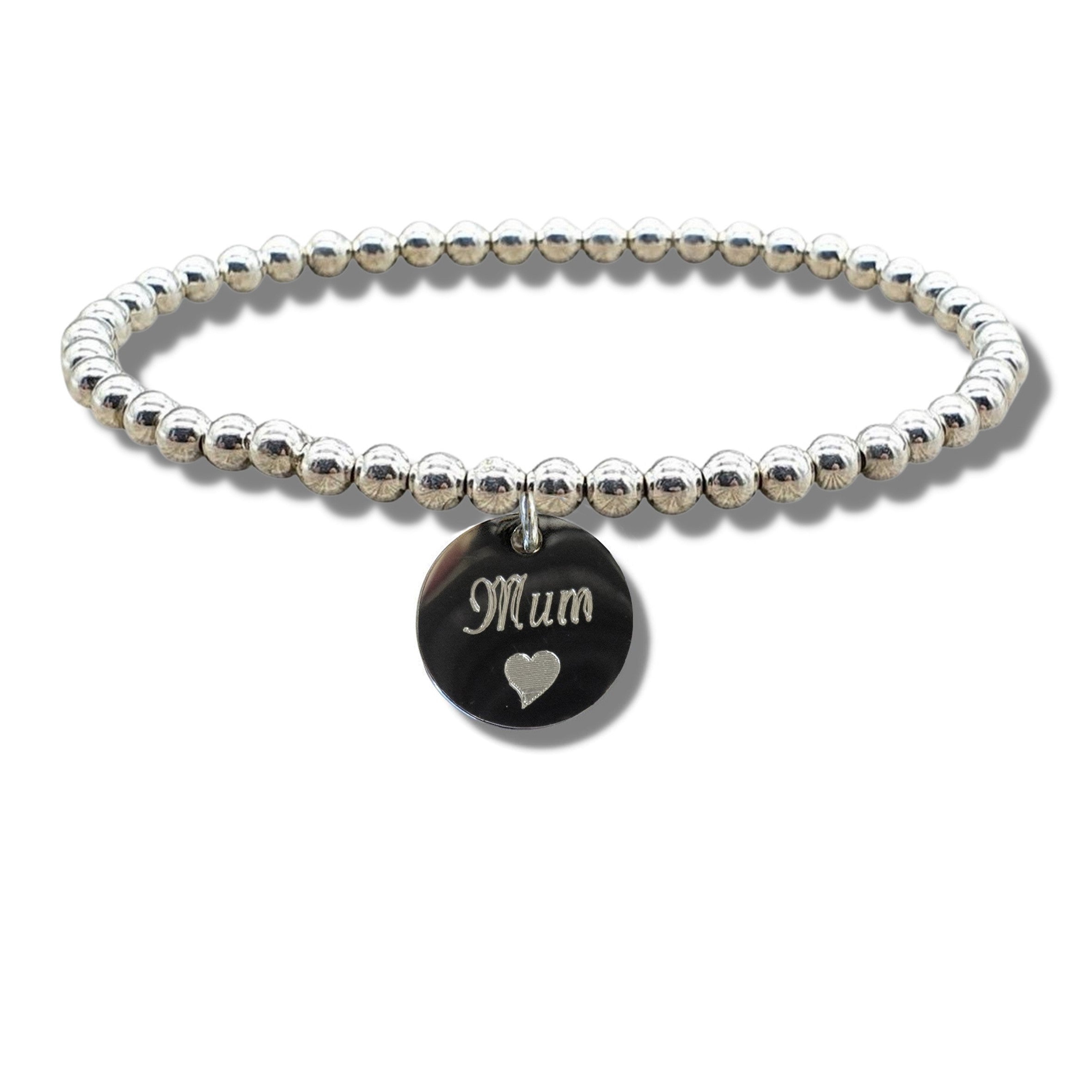 Mum Engraved Heart Disc Bracelet Gift